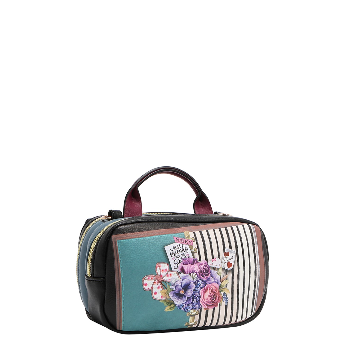 MINI BOSTON CROSSBODY BAG WITH DOUBLE ZIPPER (<tc>NOSTALGIA</tc>)