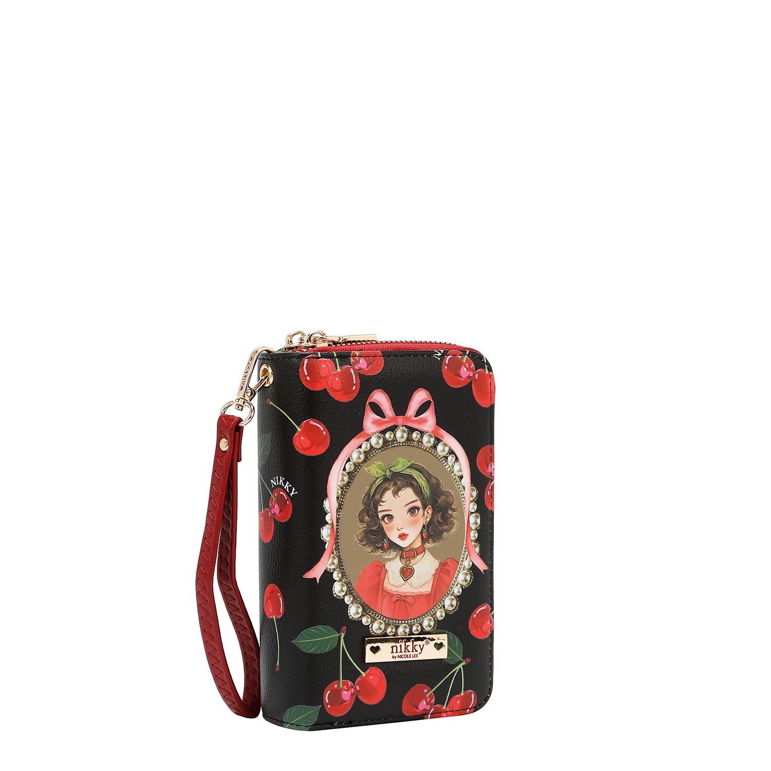 CARTERA MEDIANA CON DOBLE CREMALLERA (CHERRY LIPS-NEGRO)