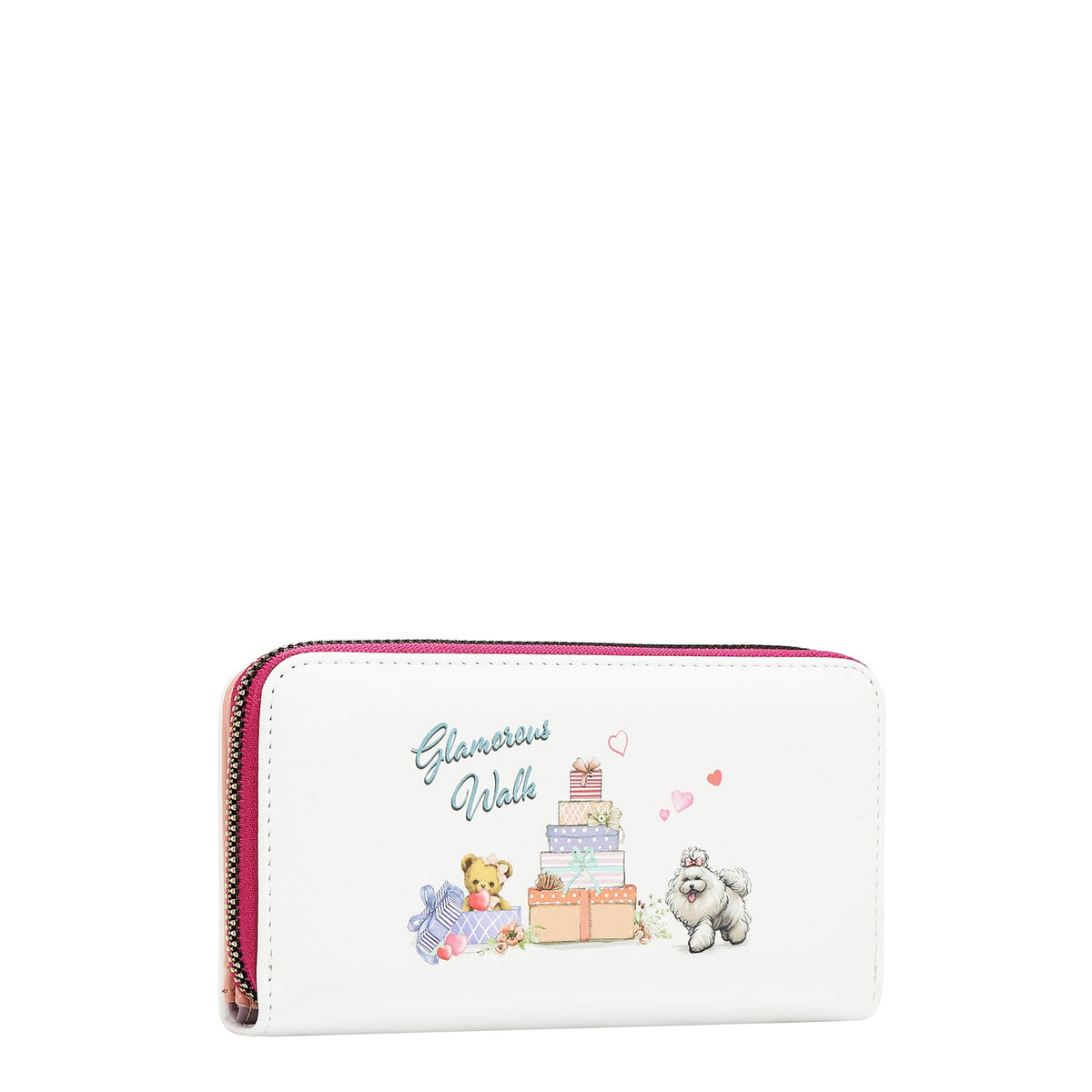 WALLET WITH ZIPPER AND FLAP (GLAMOROUS WALK-WHITE)