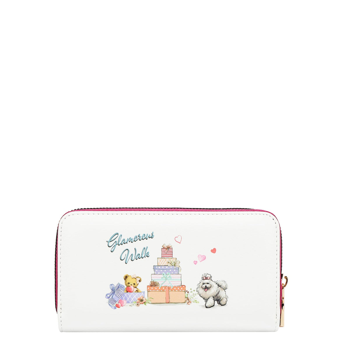 WALLET WITH ZIPPER AND FLAP (GLAMOROUS WALK-WHITE)