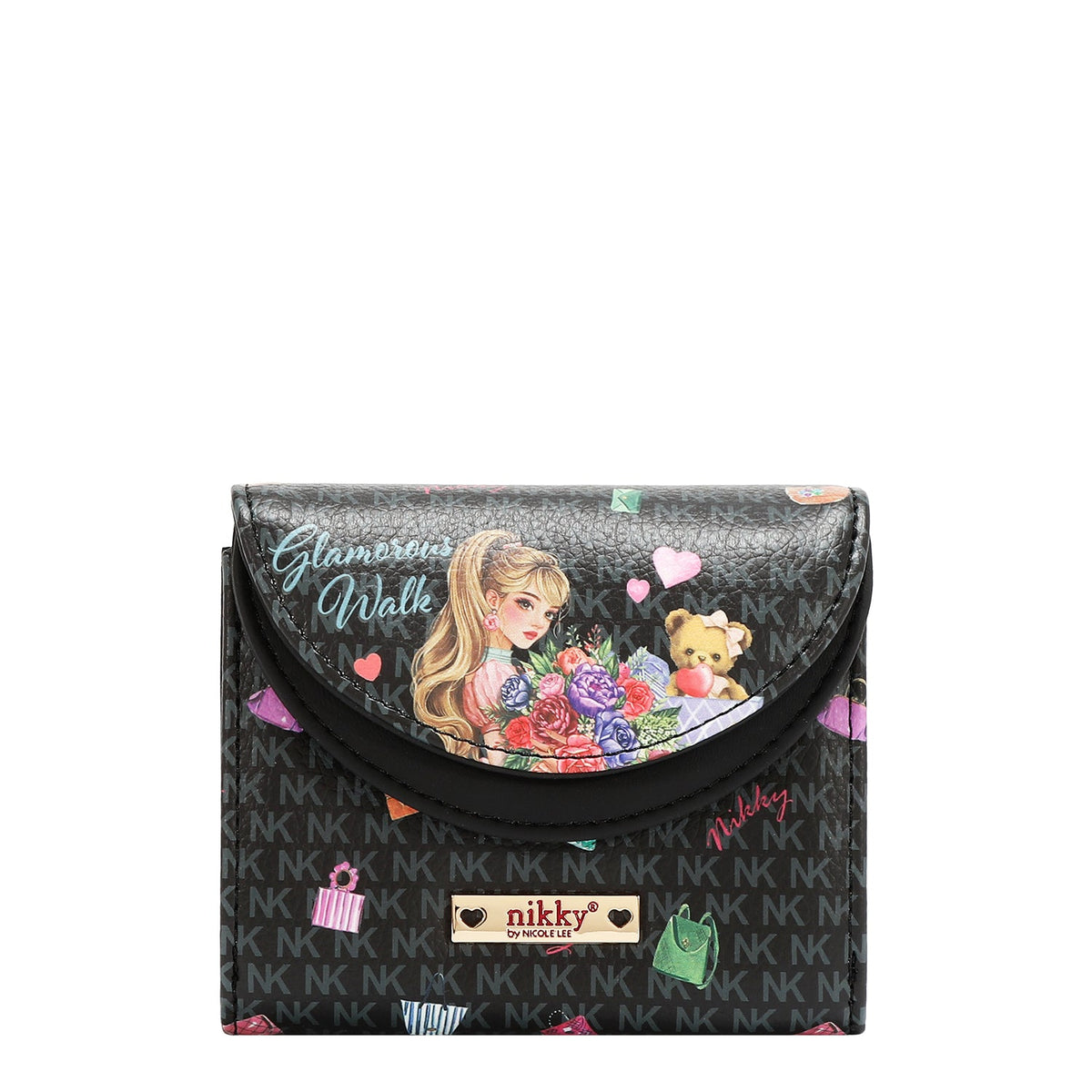 CARTERA COMPACTA DOBLE SOLAPA (GLAMOROUS WALK-NEGRO)