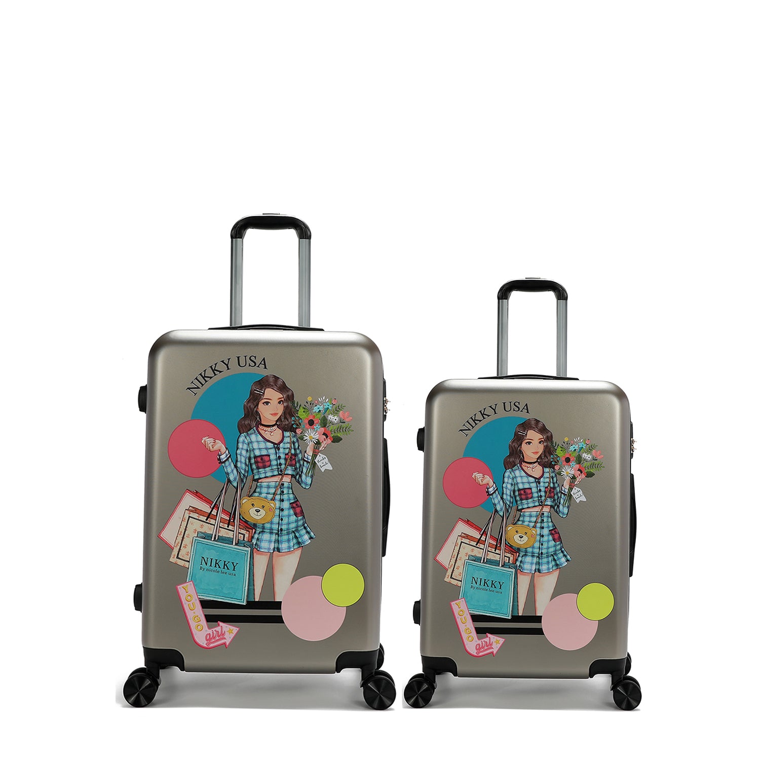 SET OF 2 ABS PLASTIC SUITCASES <tc>NIKKY GOES SHOPPING</tc>