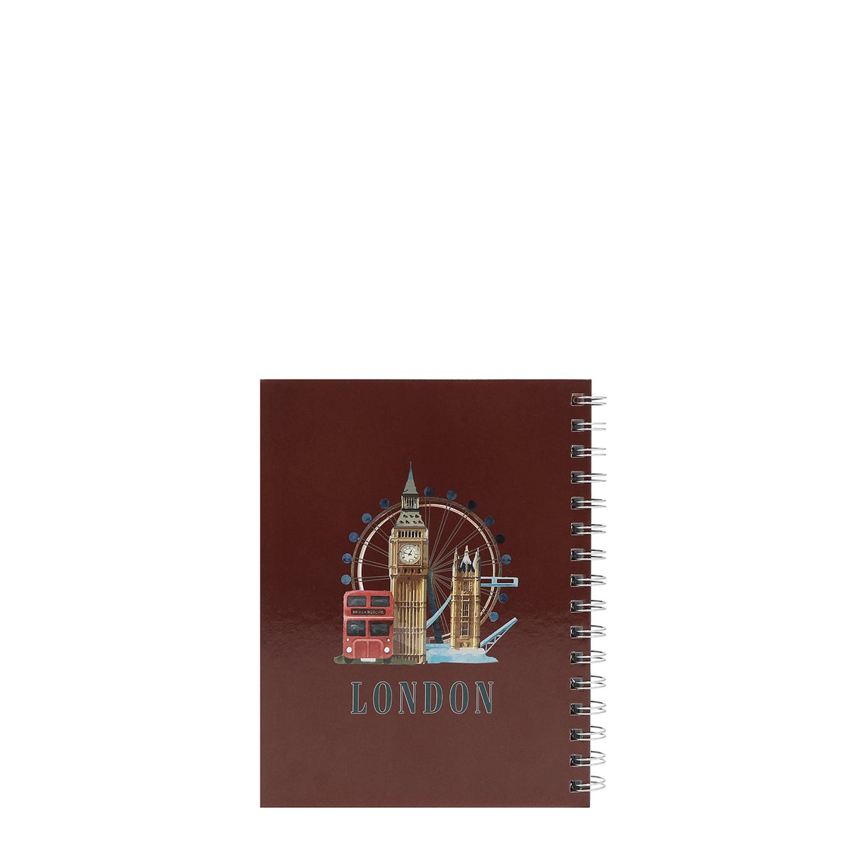 AGENDA ESPIRAL CON BOLSILLO CON CREMALLERA Y NOTAS ADHESIVAS (LONDON EYE-MARRON)