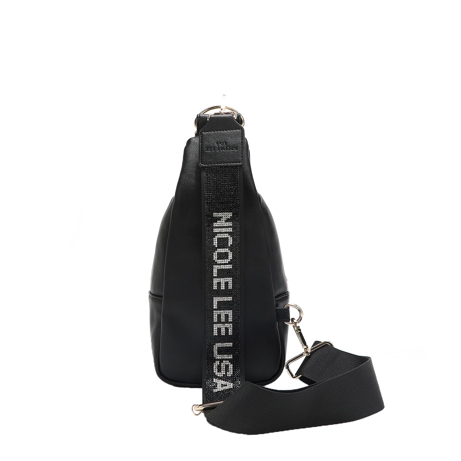 CROSSBODY BACKPACK WITH SEQUIN FLOWERS (BLACK)