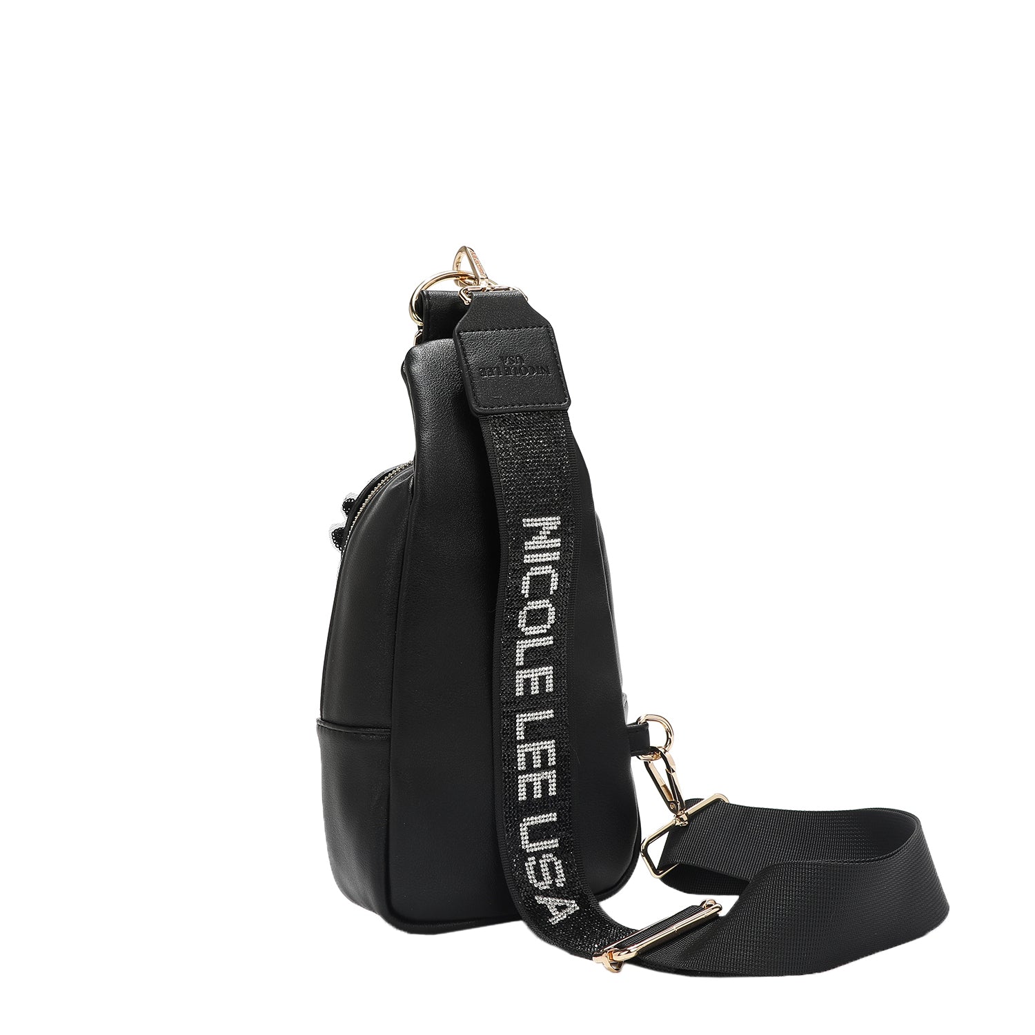 CROSSBODY BACKPACK WITH SEQUIN FLOWERS (BLACK)