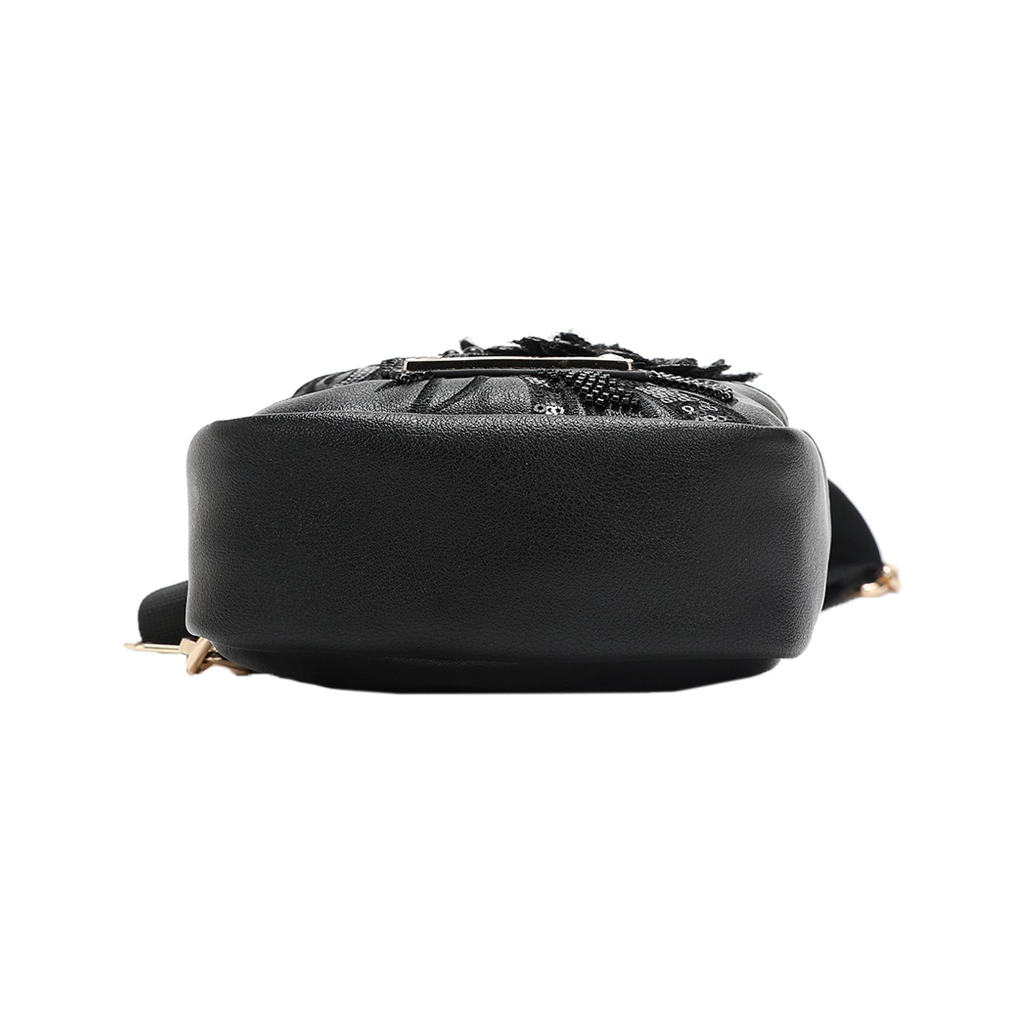 CROSSBODY BACKPACK WITH SEQUIN FLOWERS (BLACK)