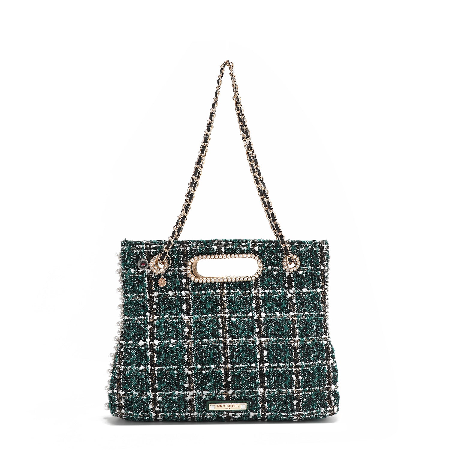 TWEED STYLE CLUTCH BAG (GREEN)