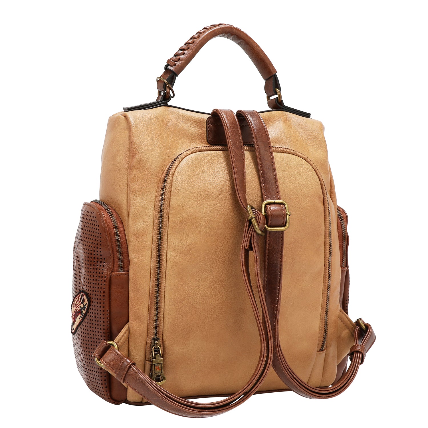 MOCHILA VINTAGE CON PARCHE (MARRON)