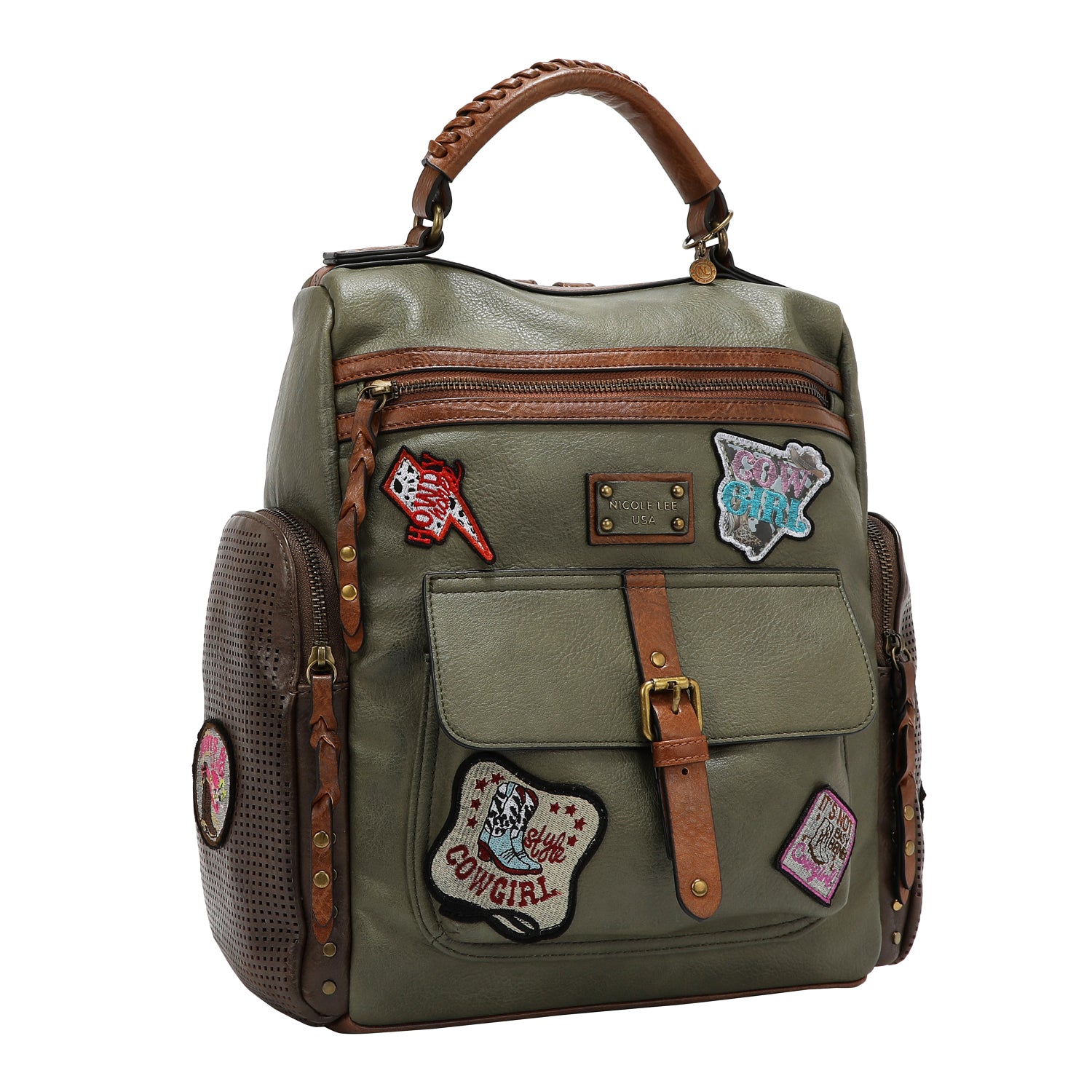 MOCHILA VINTAGE CON PARCHE (OLIVA)