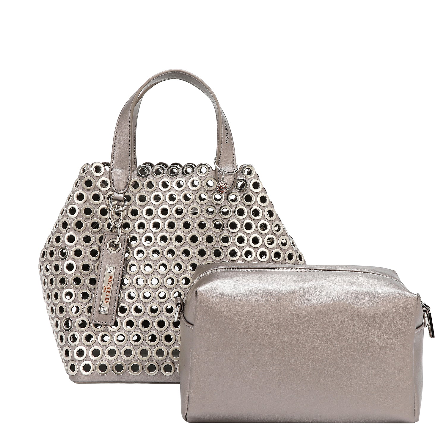 SAC CARTABLE AVEC BORD ŒILLETTES (ARGENT)