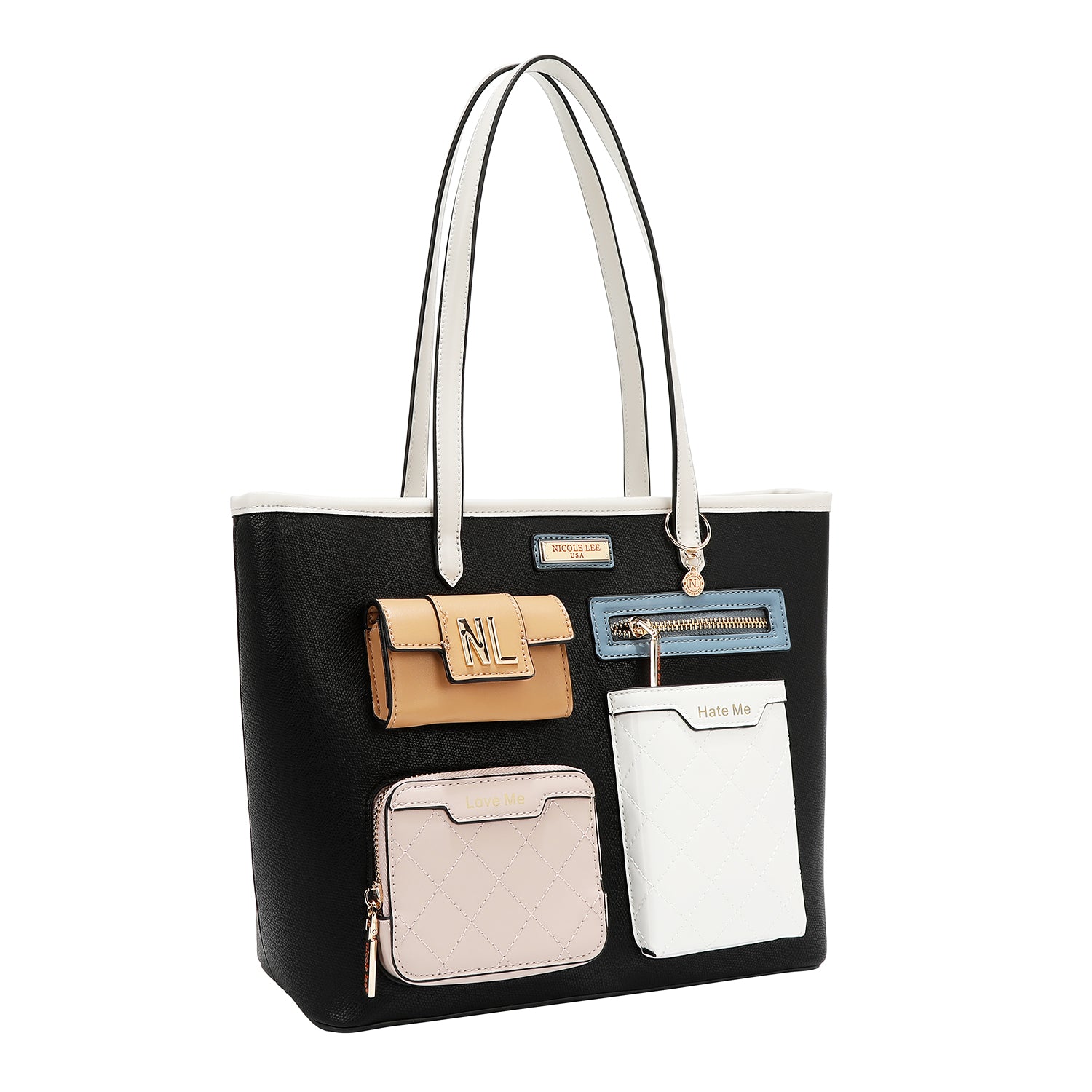 Sac à l'acheteur avec des blocs de poche et de couleur (noir)