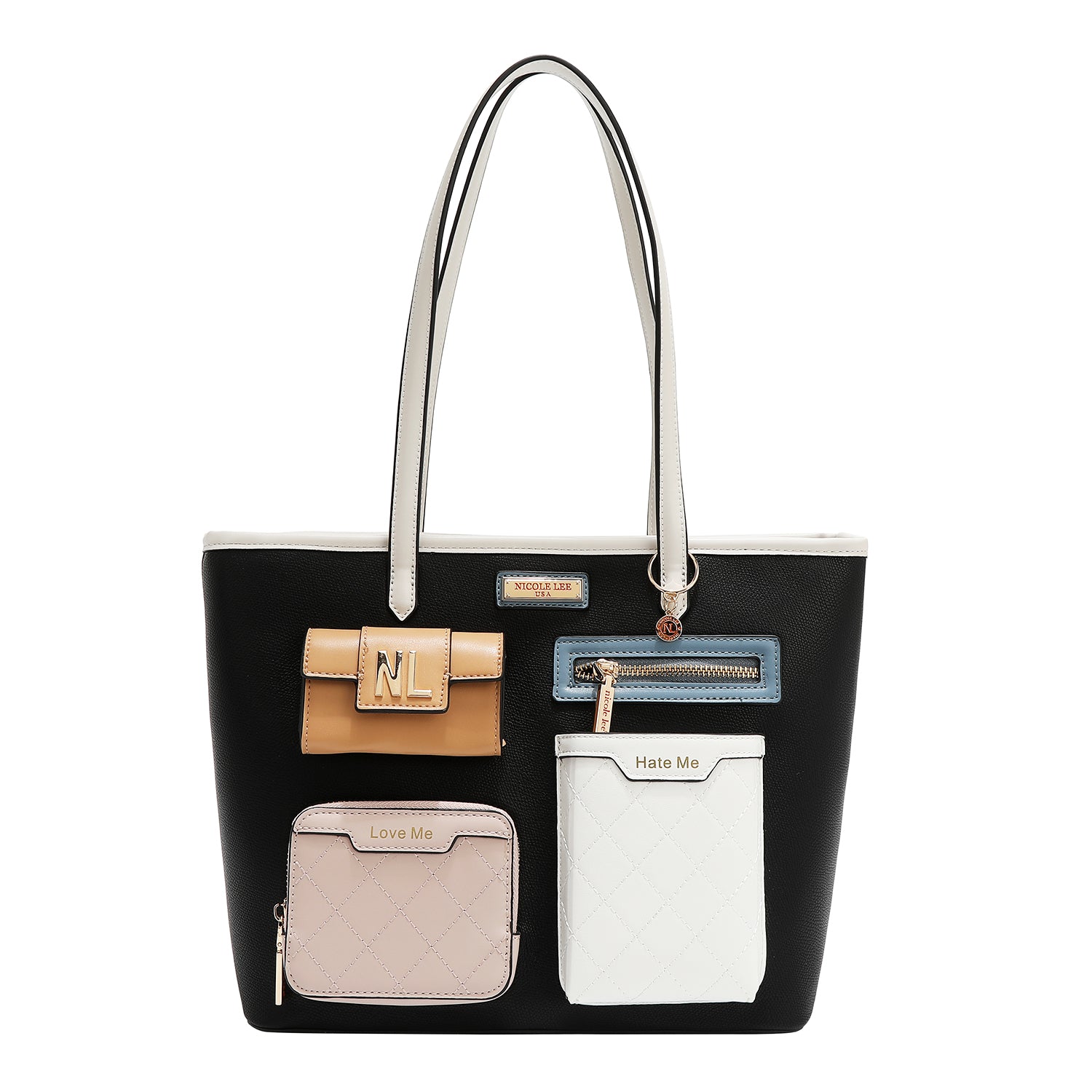 Sac à l'acheteur avec des blocs de poche et de couleur (noir)