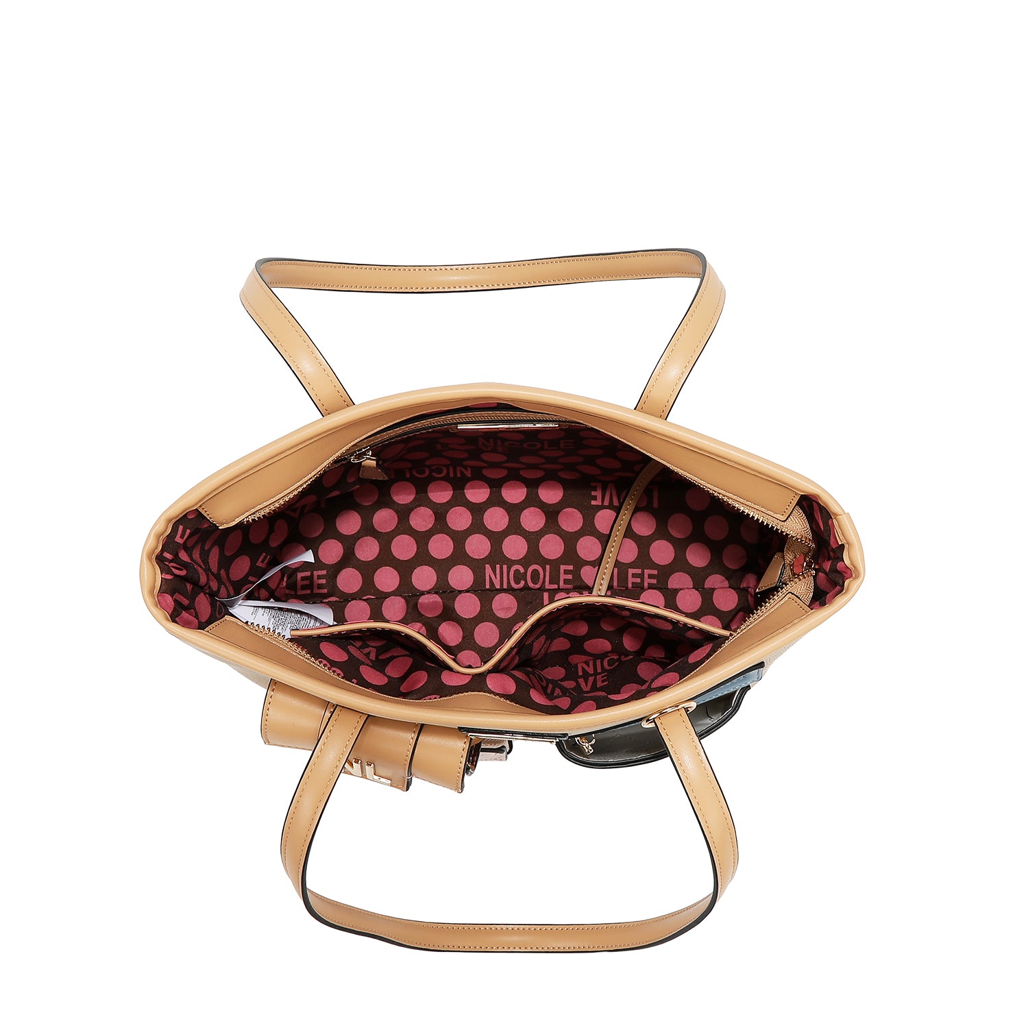 BOLSO SHOPPER CON BOLSILLO Y BLOQUES DE COLOR (TAUPE)