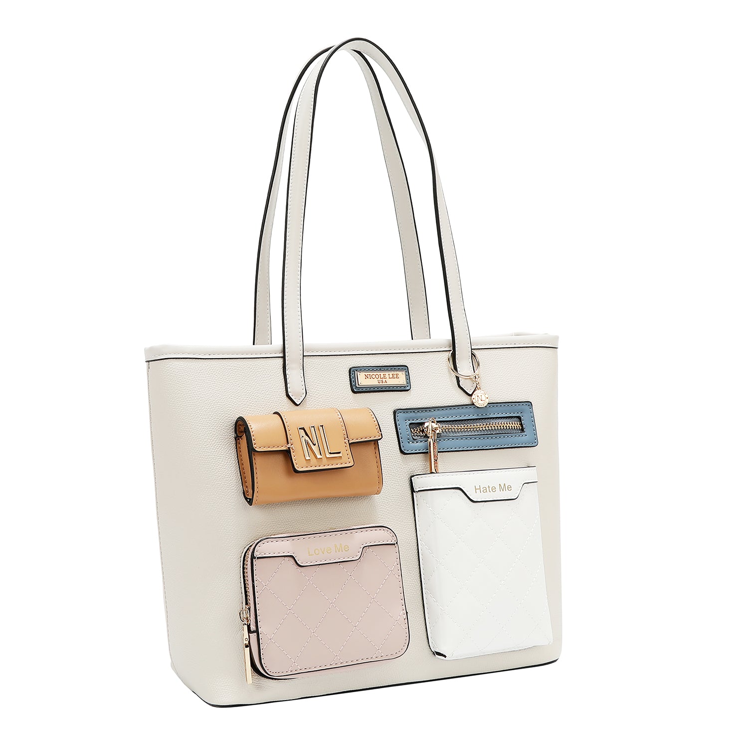 Sac à l'acheteur avec des blocs de poche et de couleur (blanc)
