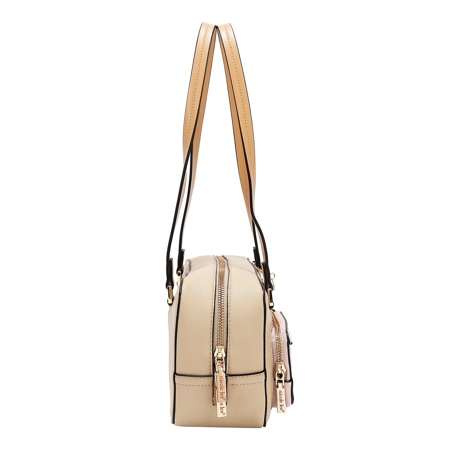 Sac à bandoulière avec des blocs de poche et de couleur (taupe)