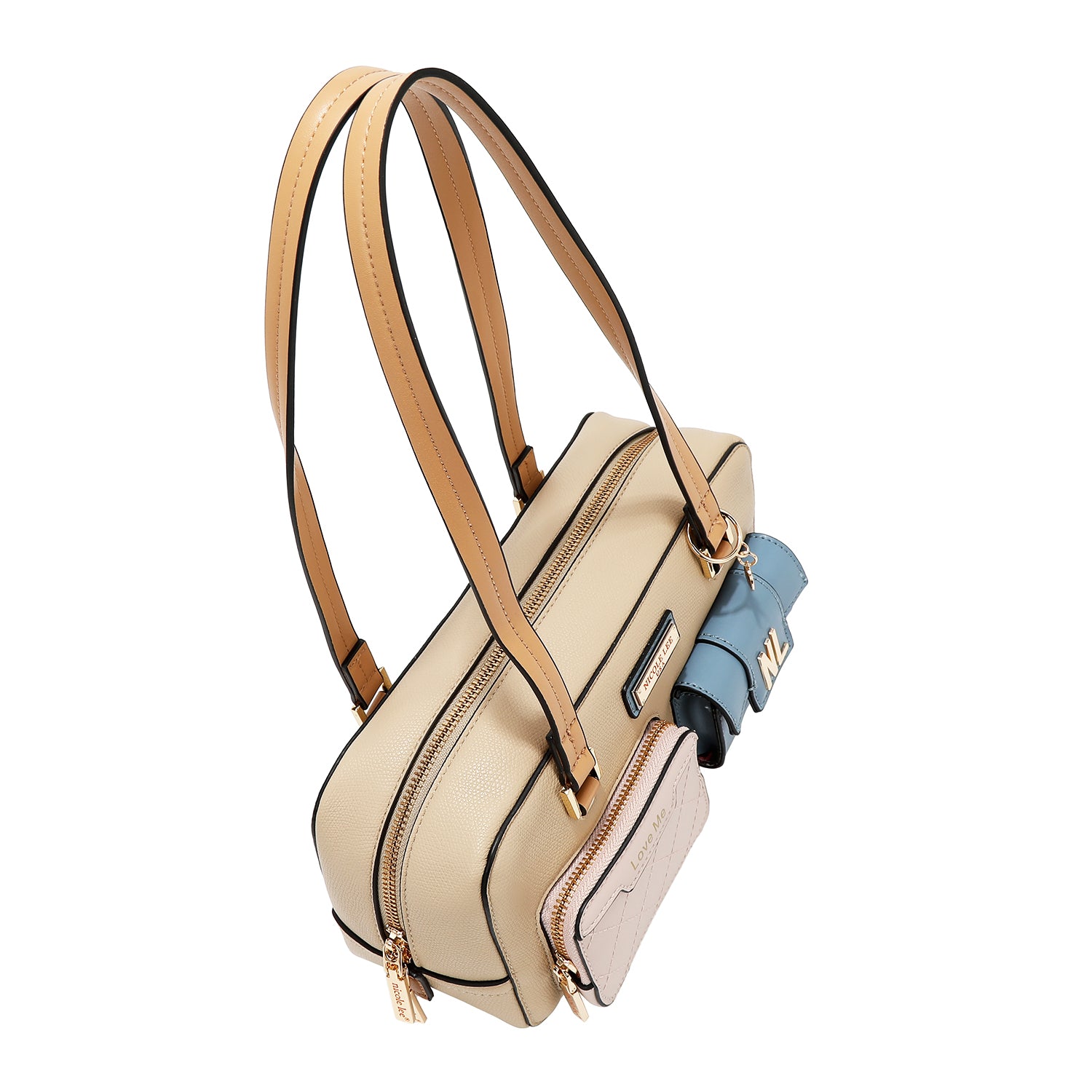 Sac à bandoulière avec des blocs de poche et de couleur (taupe)