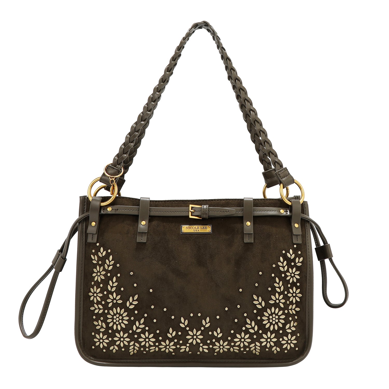 SAC À MAIN AVEC DESIGN FLORAL (OLIVE)