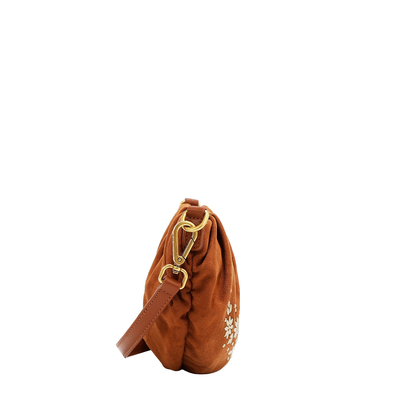 BANDOLERA CON DISEÑO FLORAL (MARRON)