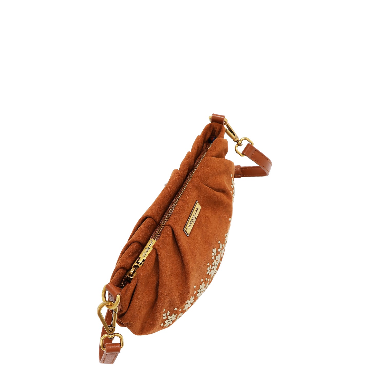 BANDOLERA CON DISEÑO FLORAL (MARRON)