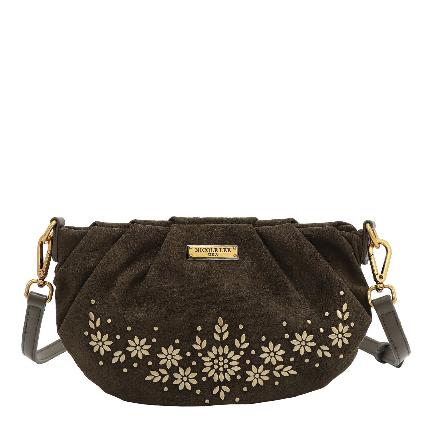 BANDOLERA CON DISEÑO FLORAL (OLIVA)