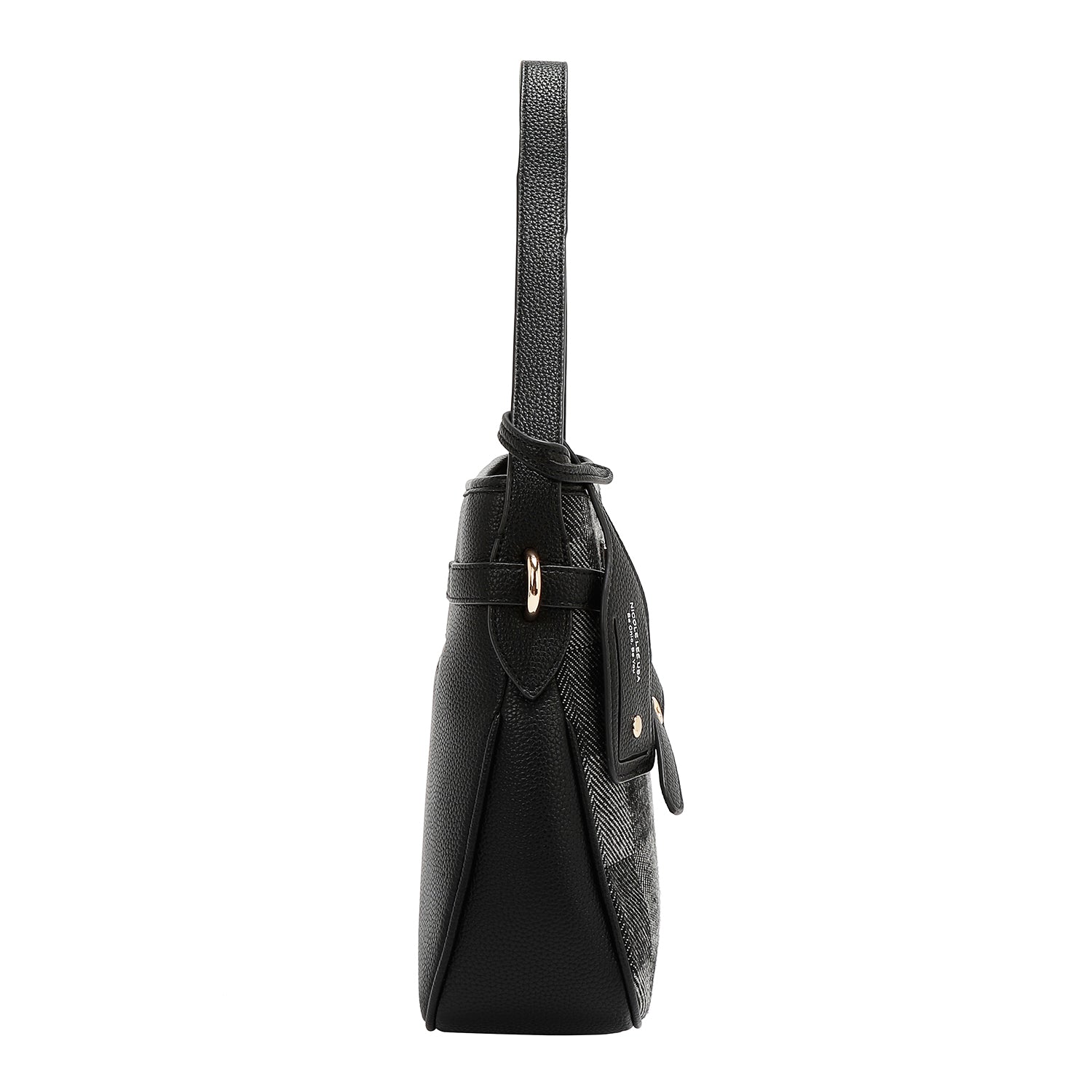BOLSO HOBO CHIC CON CUADROS (NEGRO)