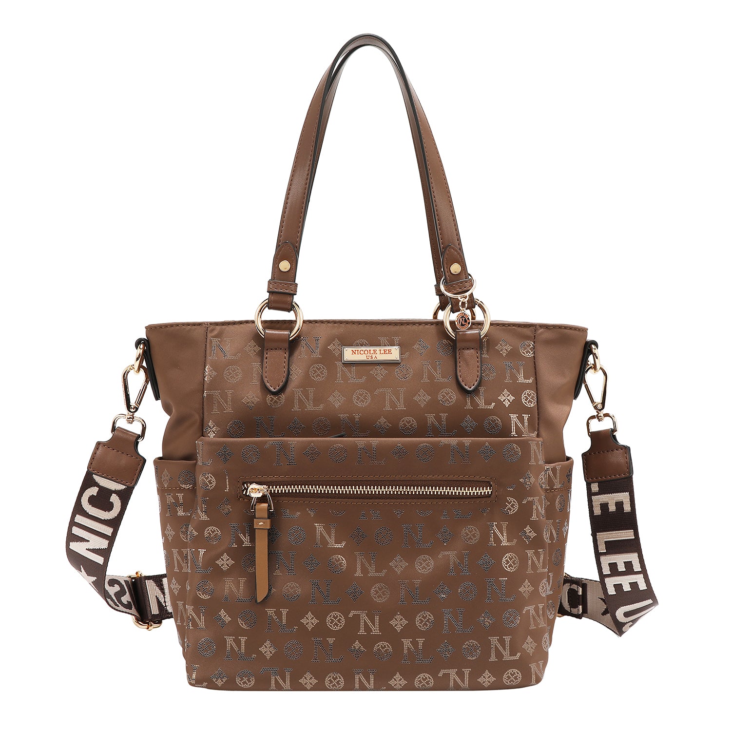 HANDTASCHE MIT MONOGRAMM (BRAUN)