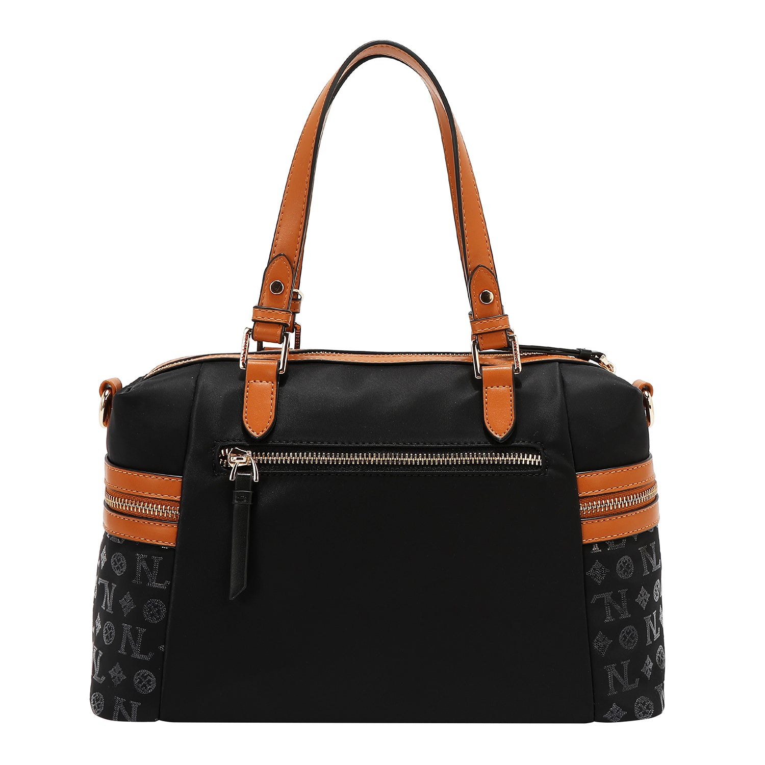 BOLSO SATCHEL CON LOGOTIPO MONOGRAMA (NEGRO)