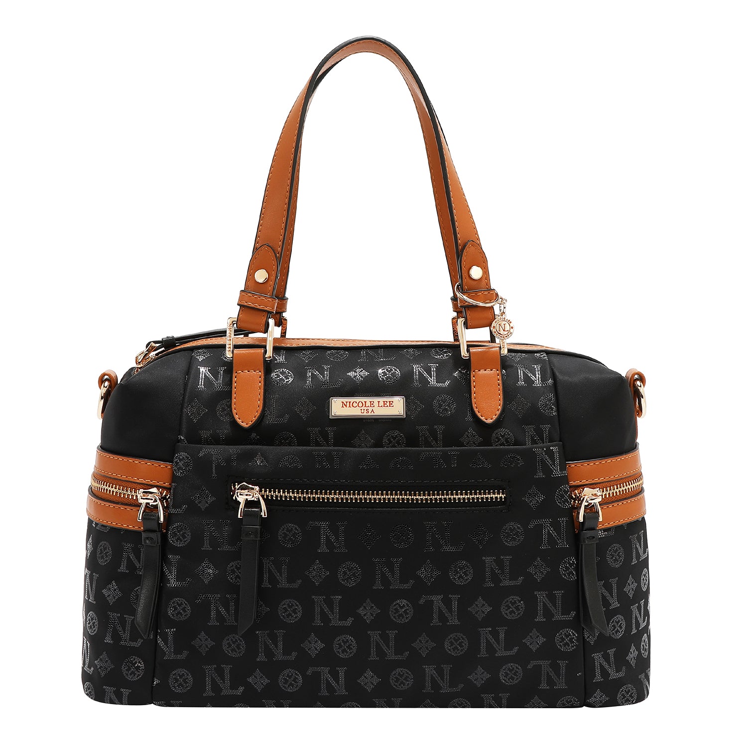 BOLSO SATCHEL CON LOGOTIPO MONOGRAMA (NEGRO)