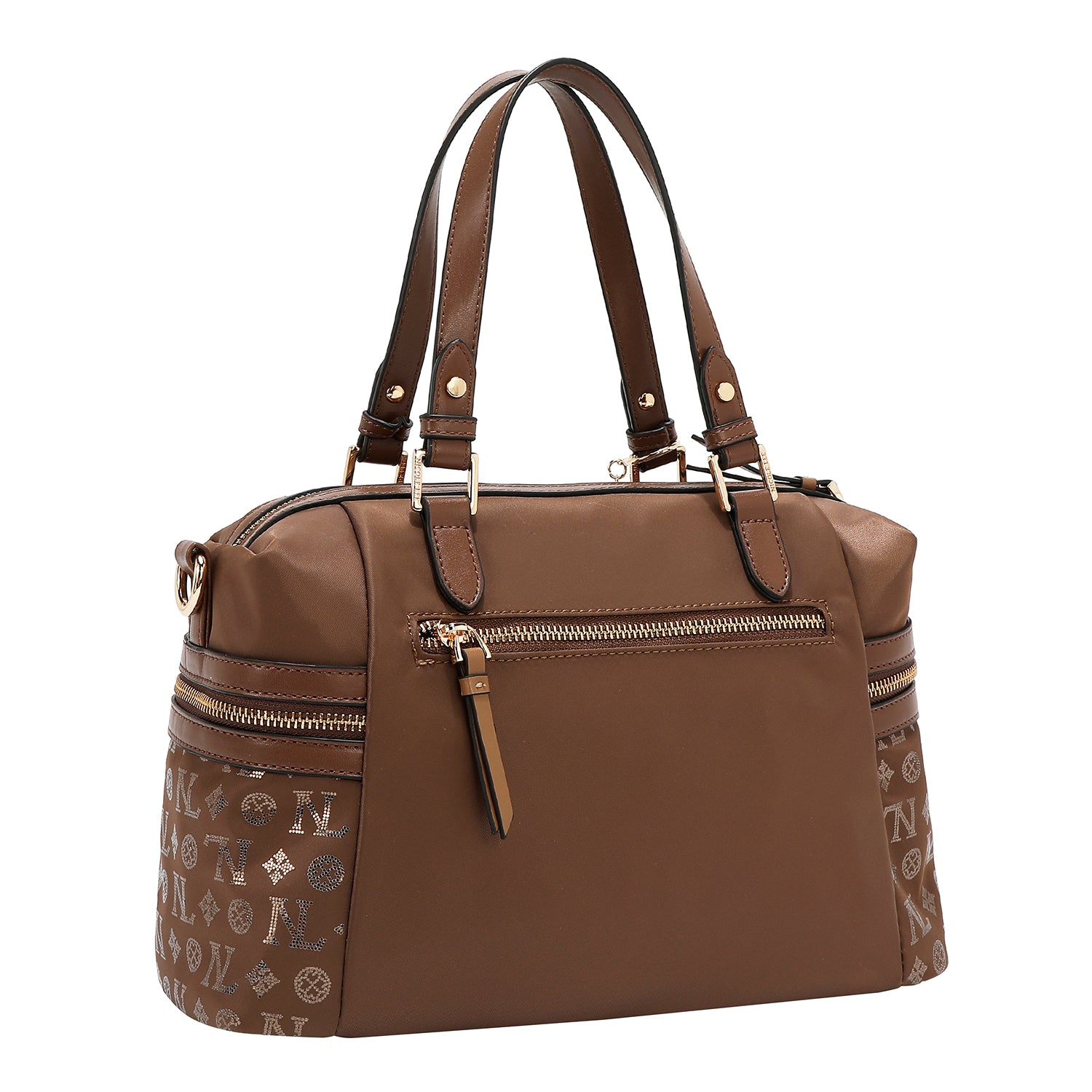 SATCHEL BAG WITH MONOGRAM LOGO (BROWN)