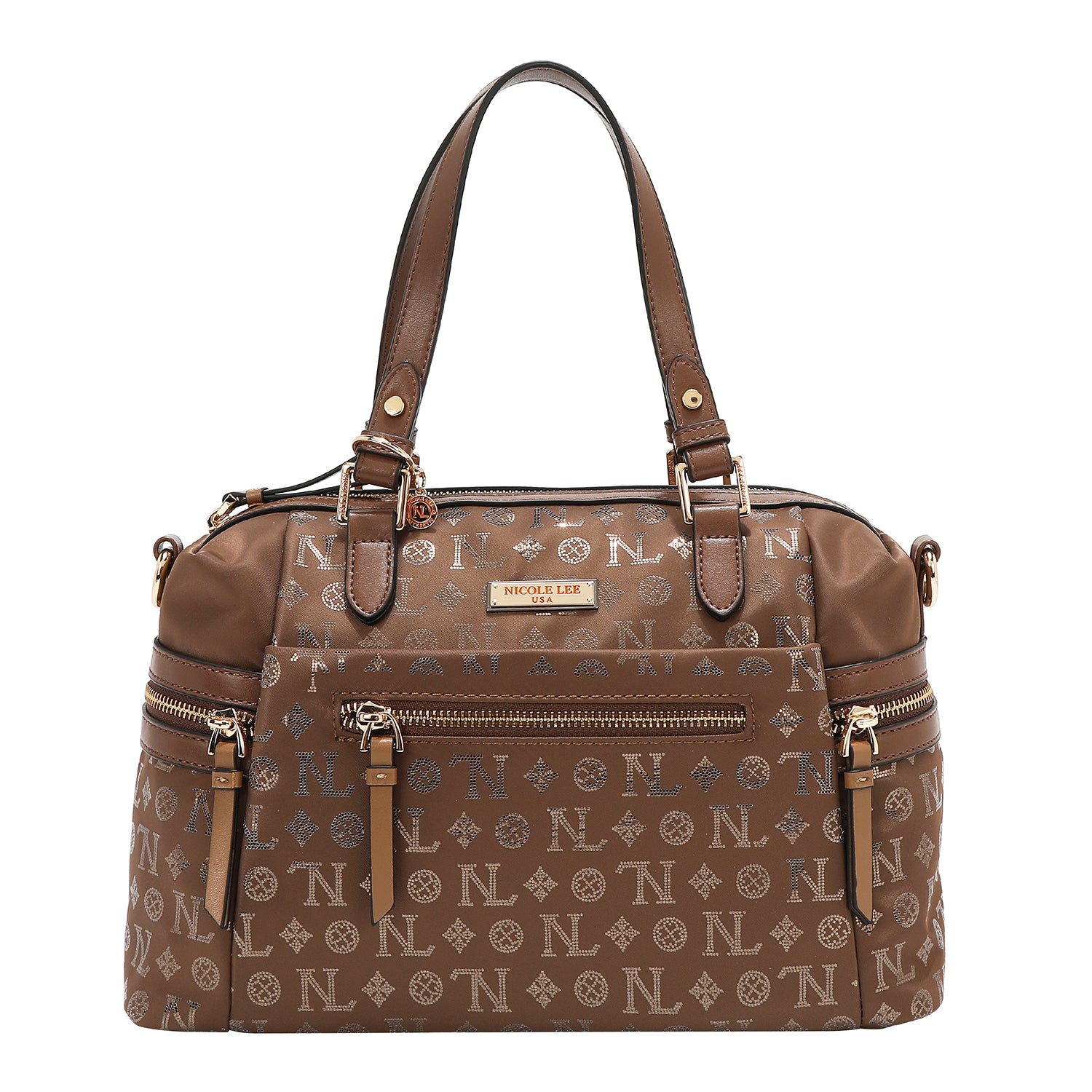 SATCHEL BAG WITH MONOGRAM LOGO (BROWN)