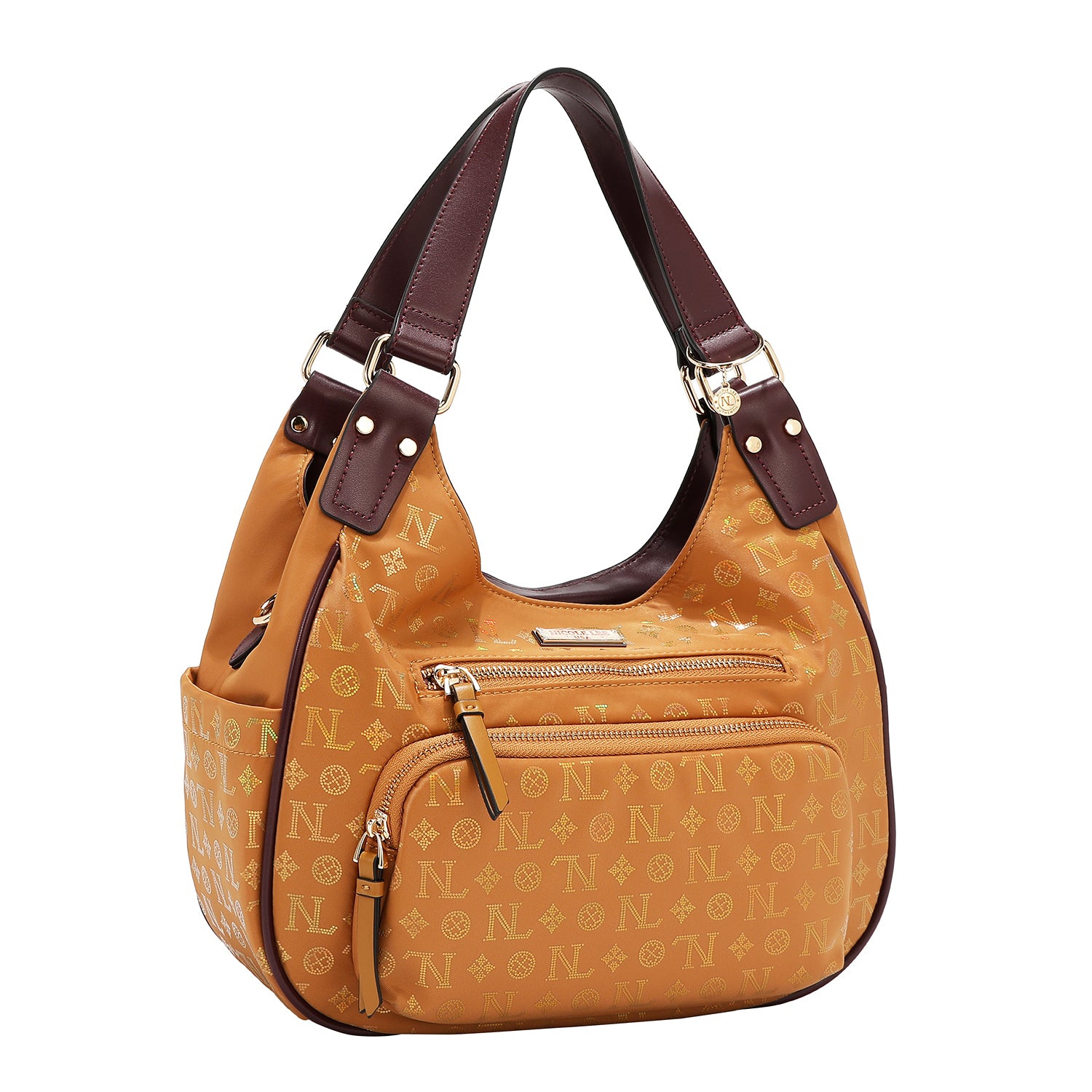 SHOULDER BAG WITH MONOGRAM LOGO (CAMEL)
