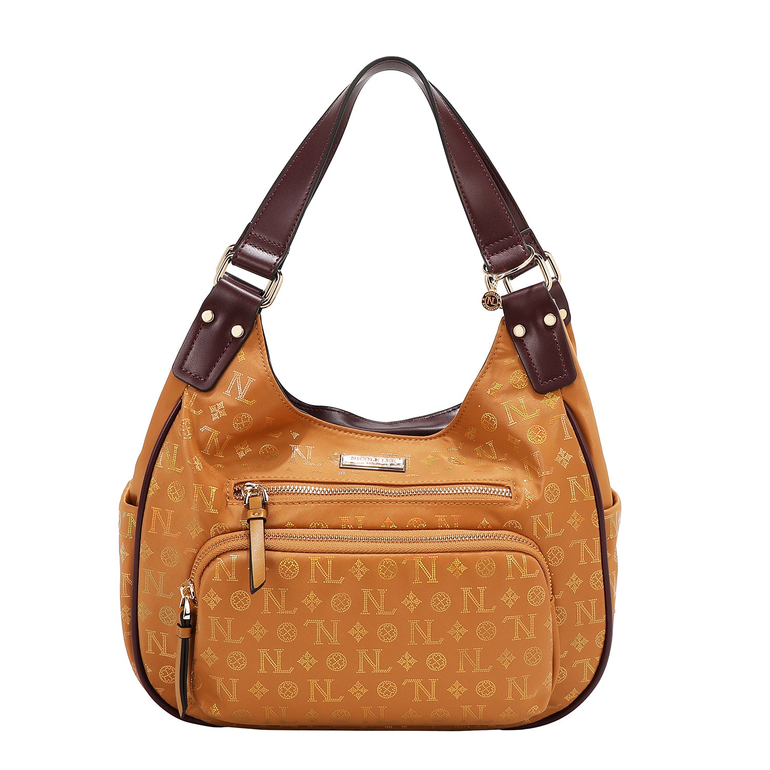 SHOULDER BAG WITH MONOGRAM LOGO (CAMEL)