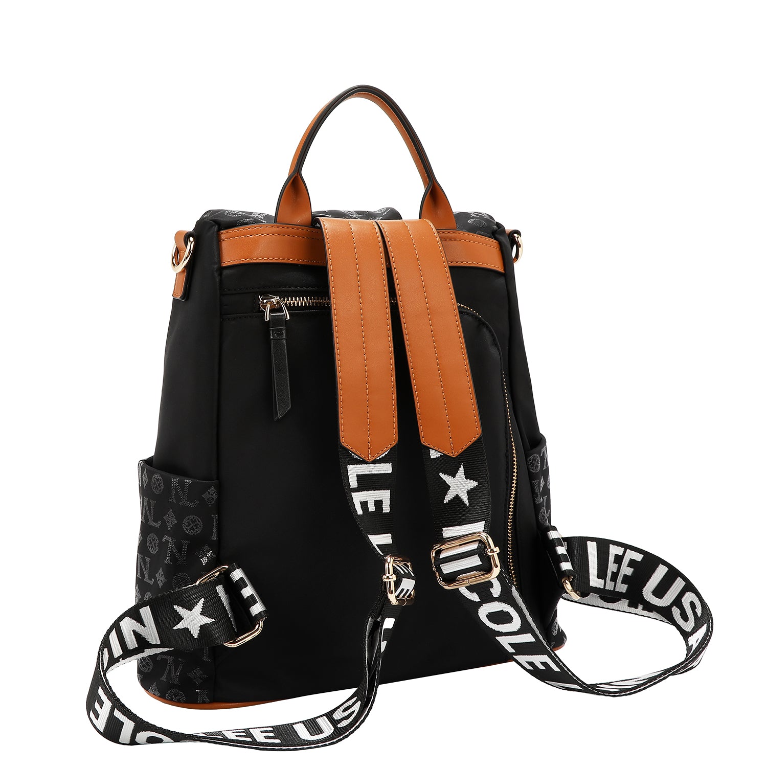 BACKPACK WITH MONOGRAM LOGO (BLACK)