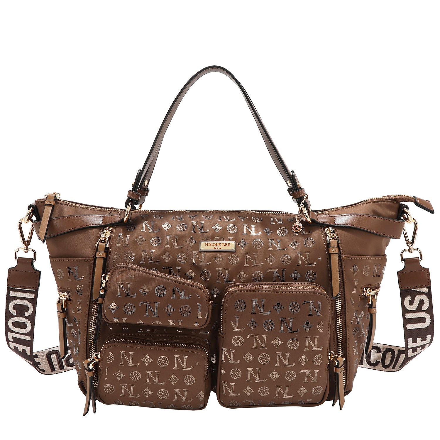 SHOPPING BAG WITH MONOGRAM LOGO (BROWN)