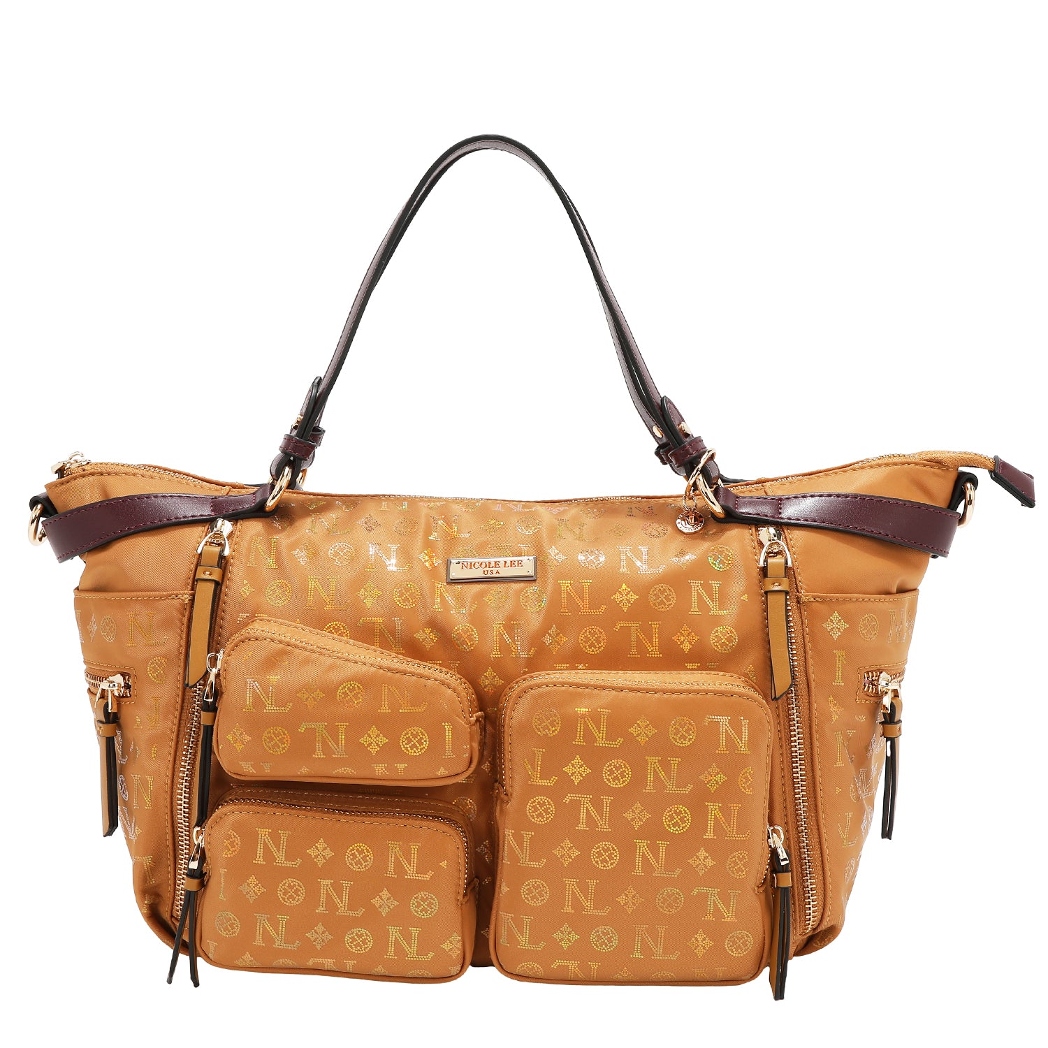 SHOPPING BAG WITH MONOGRAM LOGO (CAMEL)