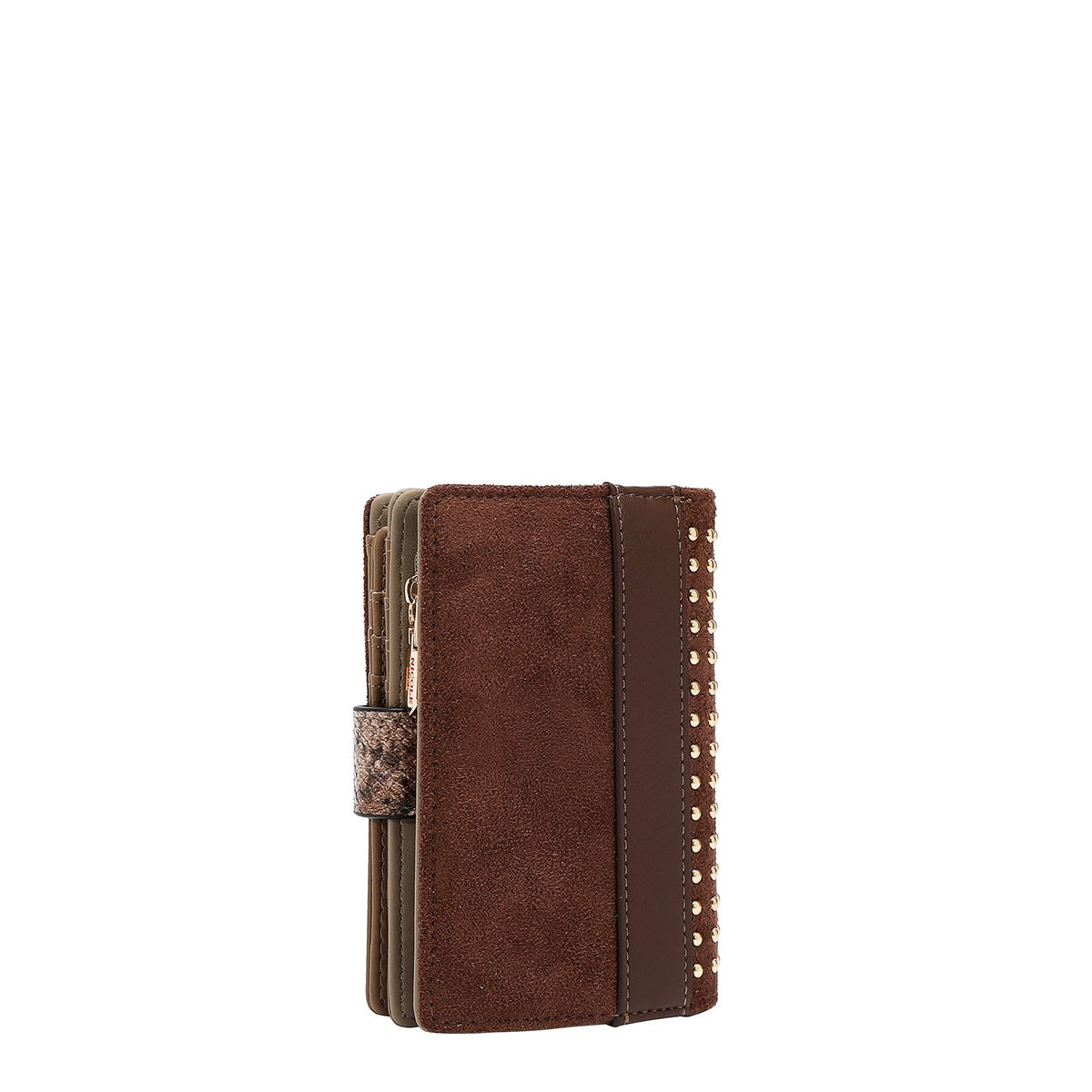 CARTERA GLAM CON TACHUELAS (MARRON)