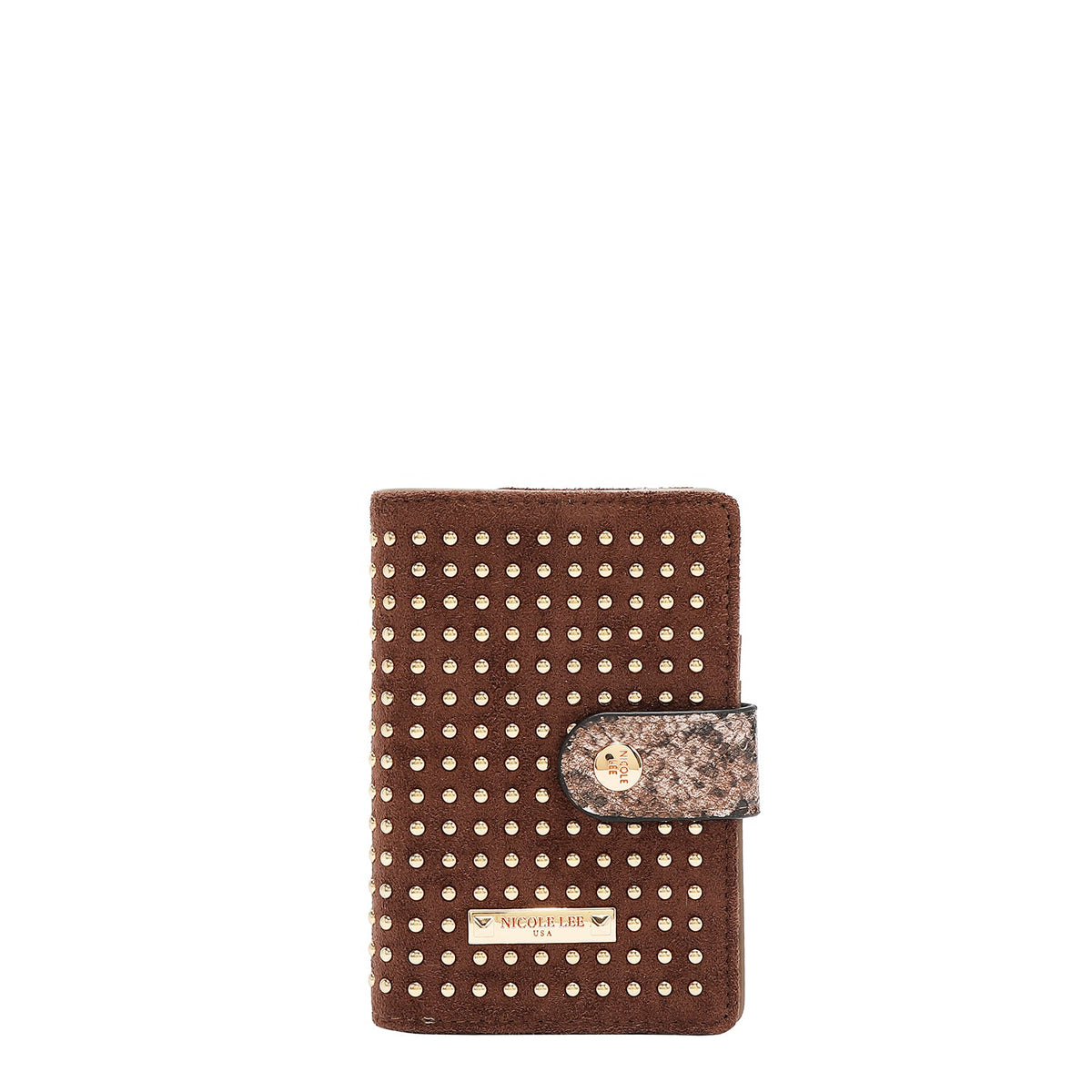 CARTERA GLAM CON TACHUELAS (MARRON)