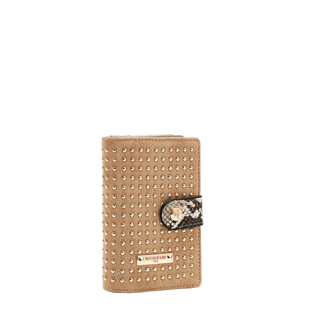 CARTERA GLAM CON TACHUELAS (TAUPE)