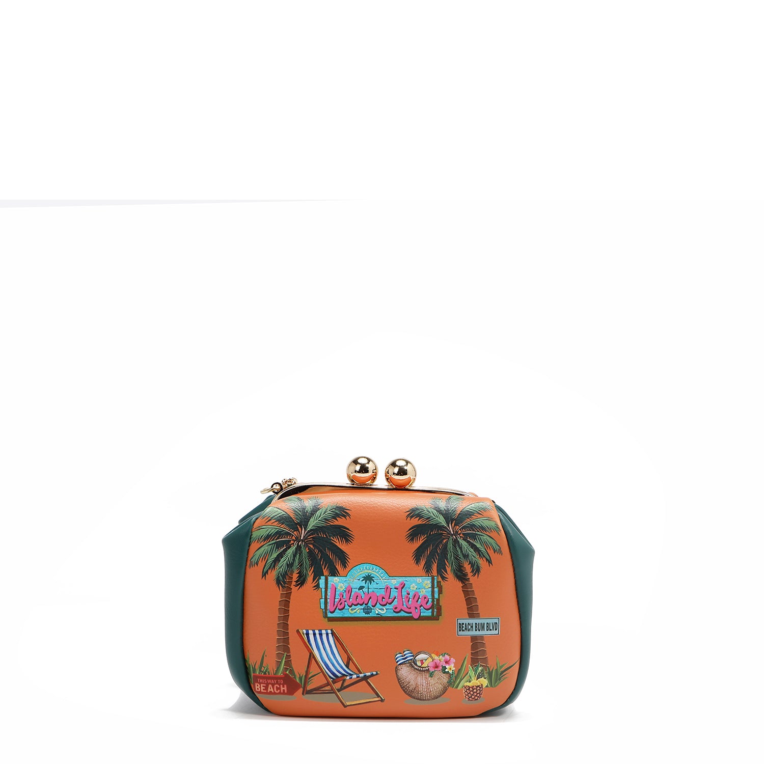 MINI CROSSBODY BAG WITH KISS LOCK CLOSURE (<tc>SUN & SAND</tc>)