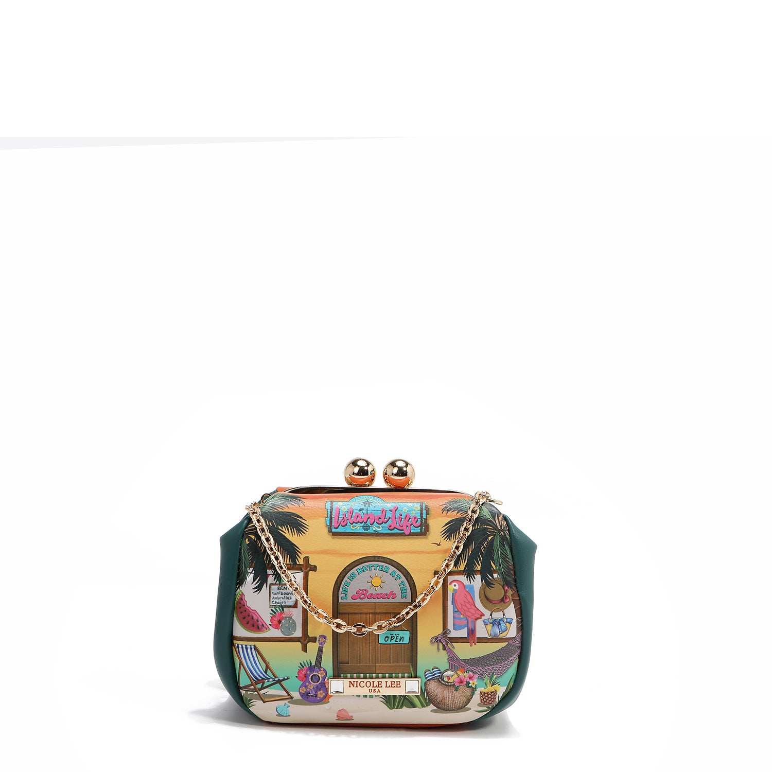 MINI CROSSBODY BAG WITH KISS LOCK CLOSURE (<tc>SUN & SAND</tc>)