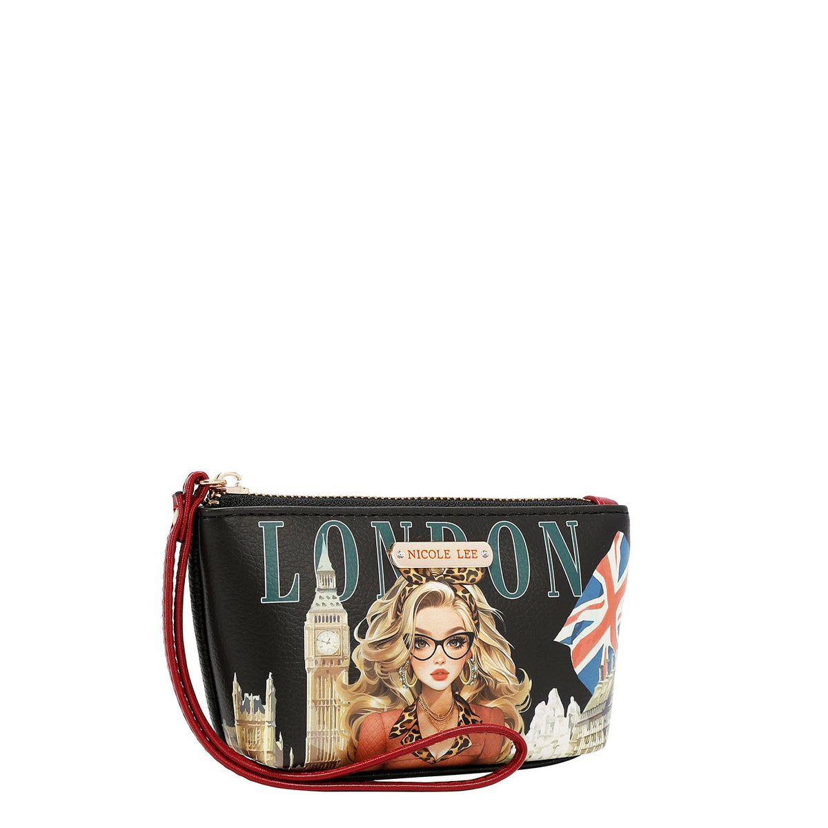 SET DA 5 PEZZI (ZAINO, BORSA A TRACOLLA, BORSA PER AGHI, BORSA E PORTA CARTE) (LONDON EYE - NERO)