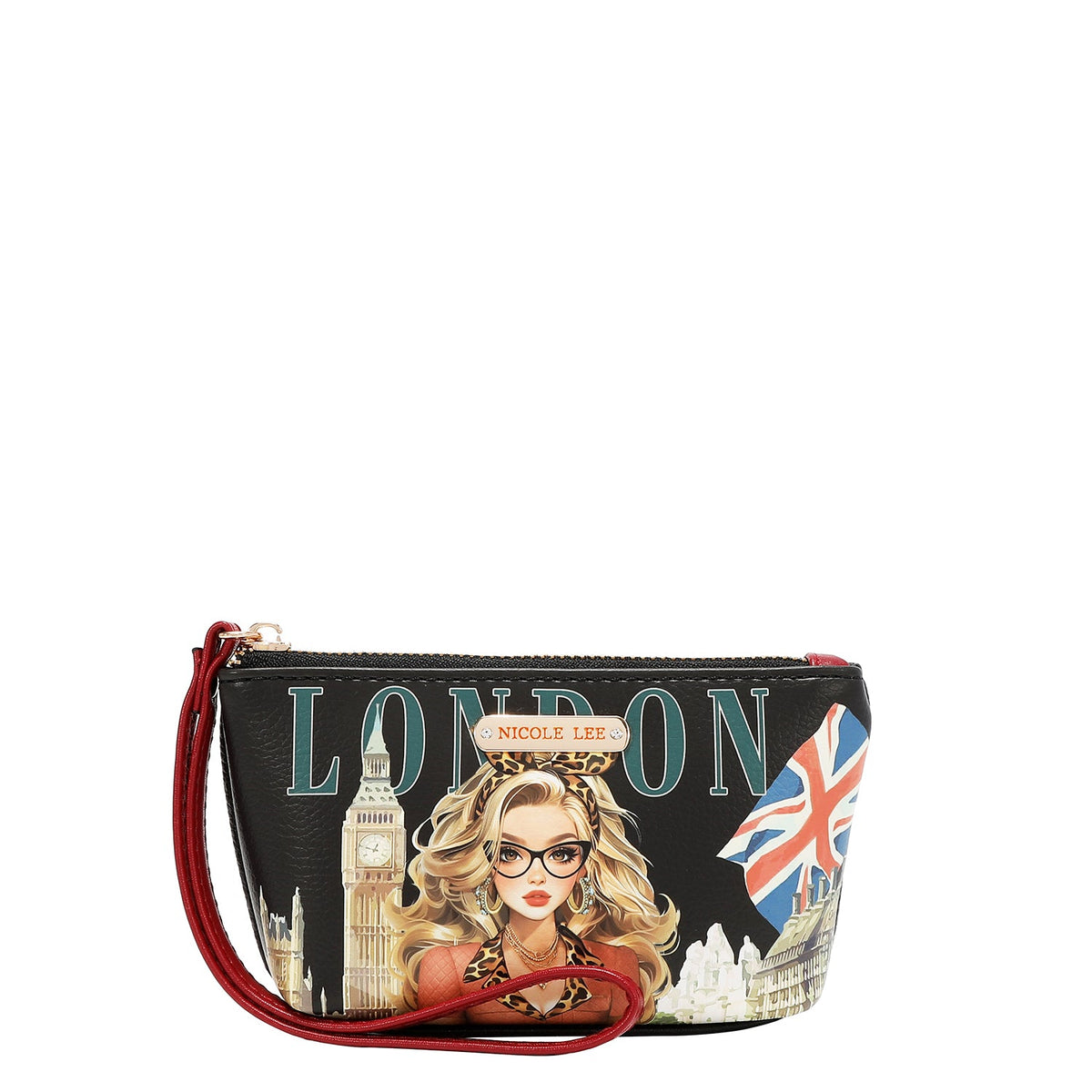 SET DA 5 PEZZI (ZAINO, BORSA A TRACOLLA, BORSA PER AGHI, BORSA E PORTA CARTE) (LONDON EYE - NERO)