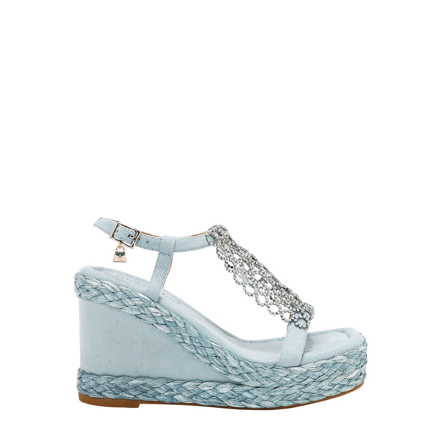 SANDALIA CON PLATAFORMA Y CADENA DE CRISTA (AZUL)