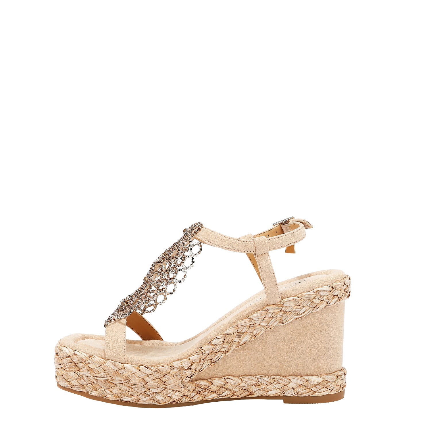 SANDALIA CON PLATAFORMA Y CADENA DE CRISTA (NATURAL)