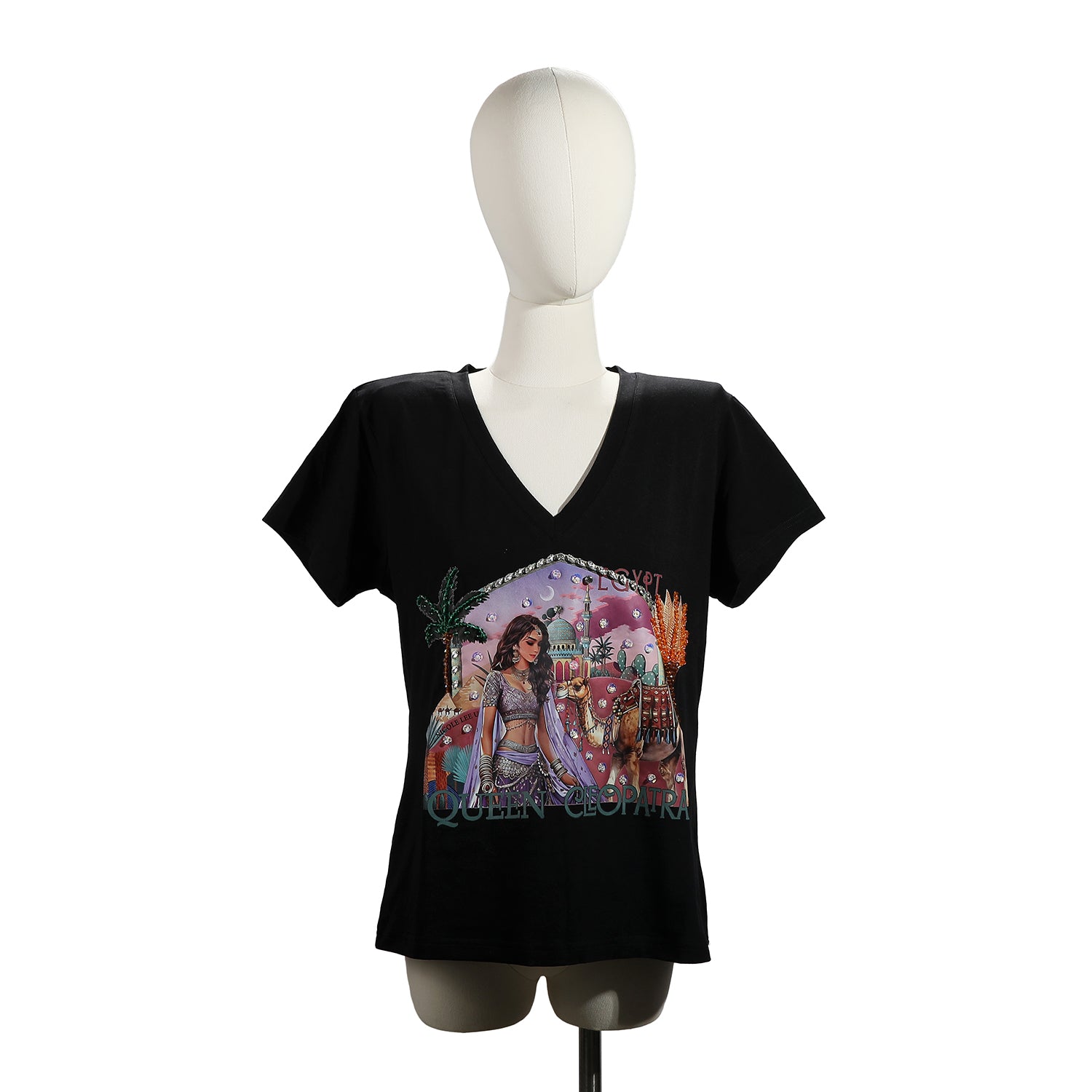FASHION V-NECK T-SHIRT (<tc>QUEEN CLEOPATRA</tc> BLACK)