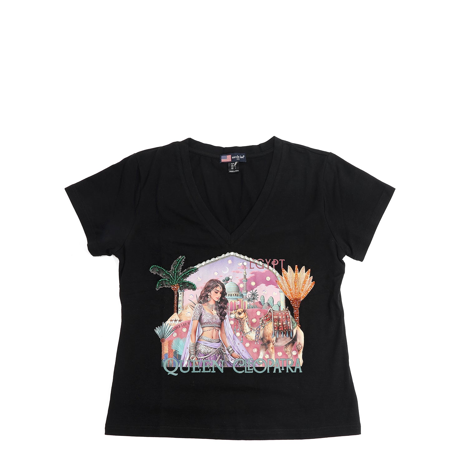 FASHION V-NECK T-SHIRT (<tc>QUEEN CLEOPATRA</tc> BLACK)