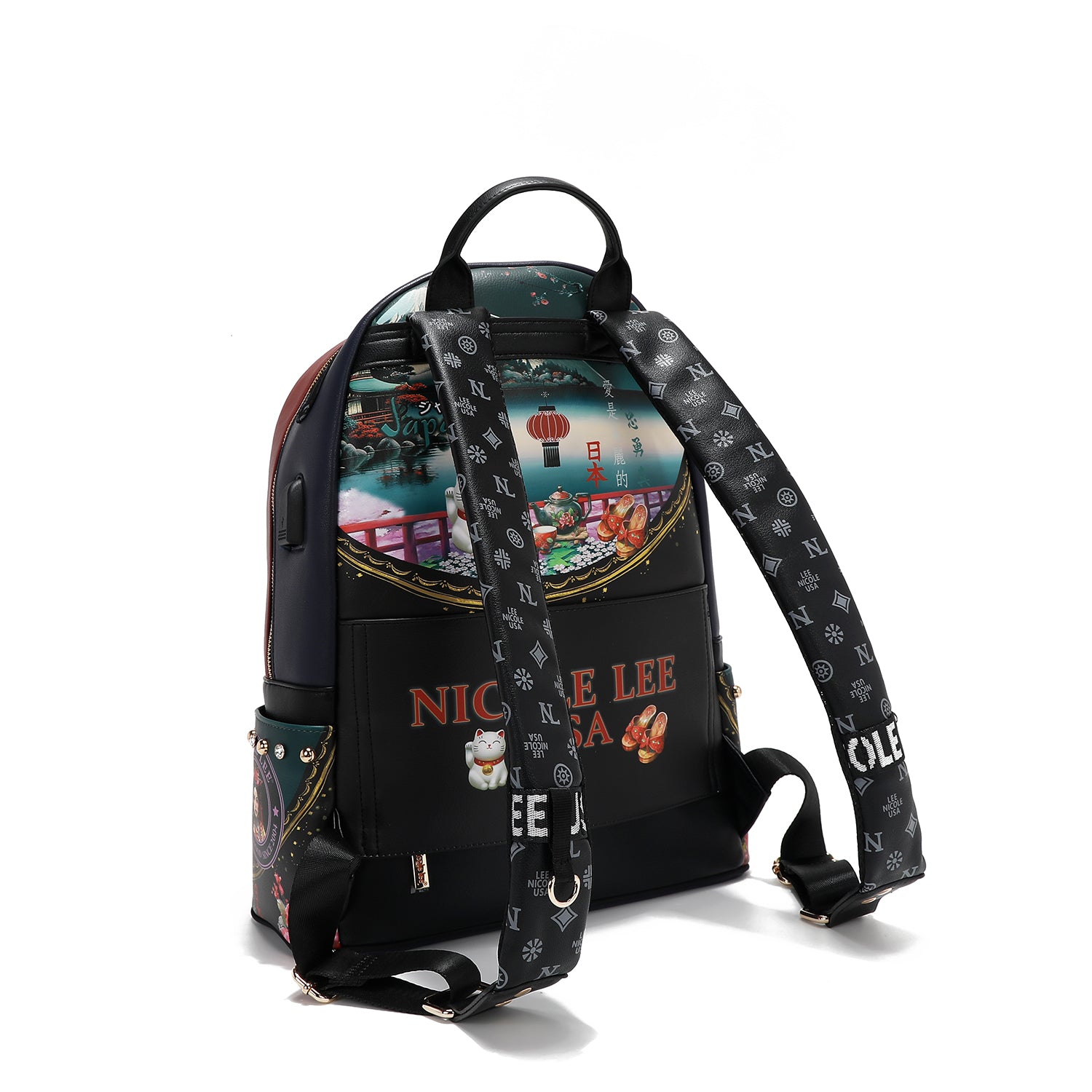 MOCHILA GRANDE CON PUERTO DE CARGA USB Y BOLSA (AKIKO LA BELLEZA)