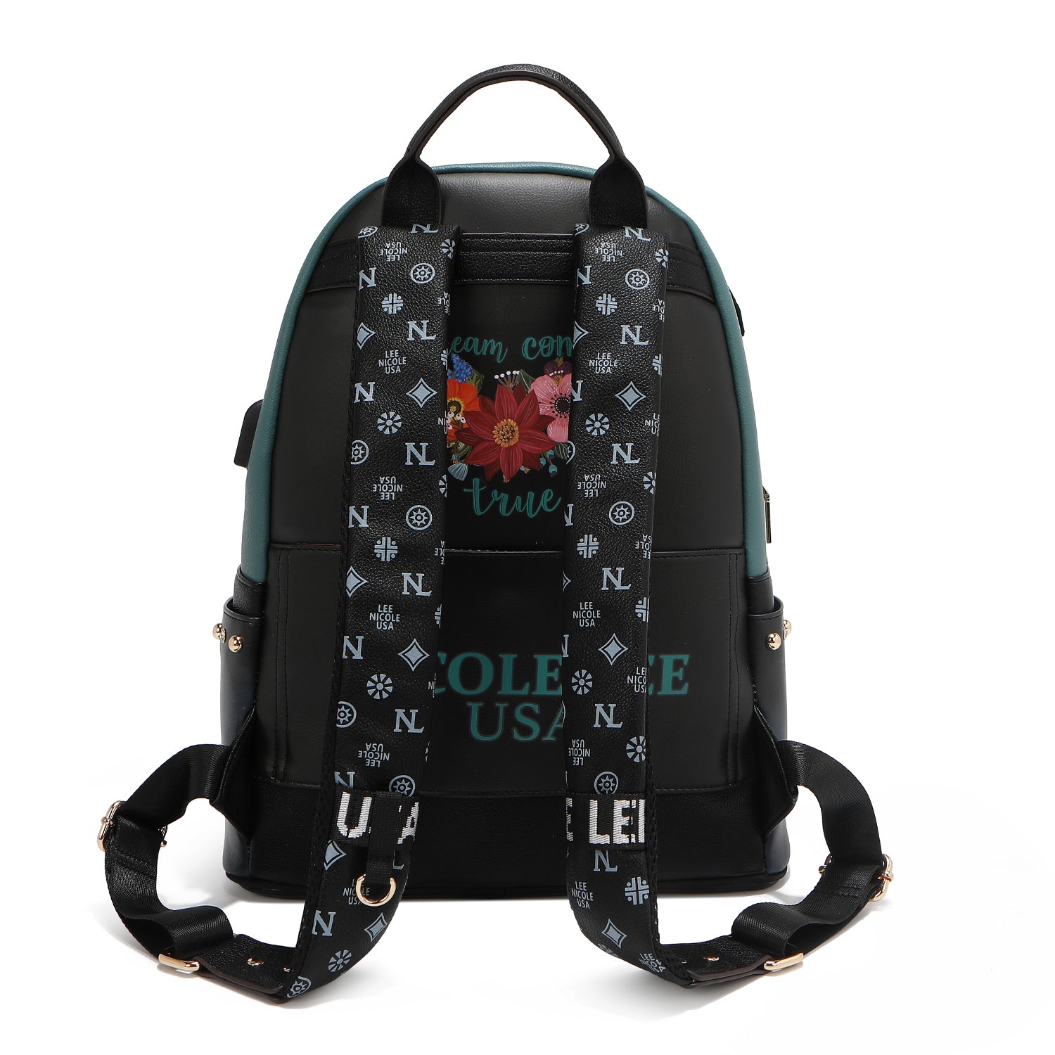 LARGE FASHION BACKPACK WITH USB CHARGING PORT AND BAG (<tc>DREAM COMES TRUE</tc>)