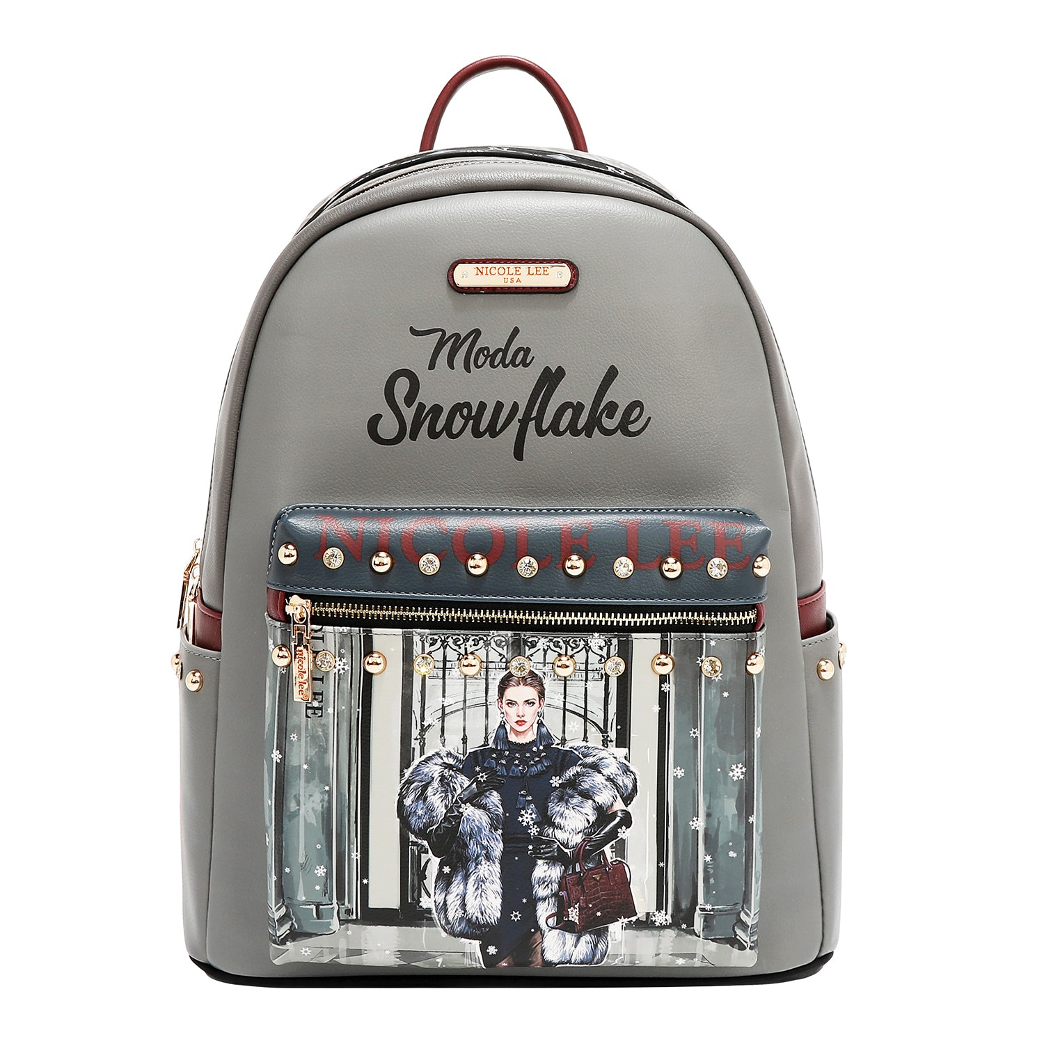 MOCHILA GRANDE DE MODA CON PUERTO DE CARGA USB Y BOLSA (MODA SNOWFLAKE)