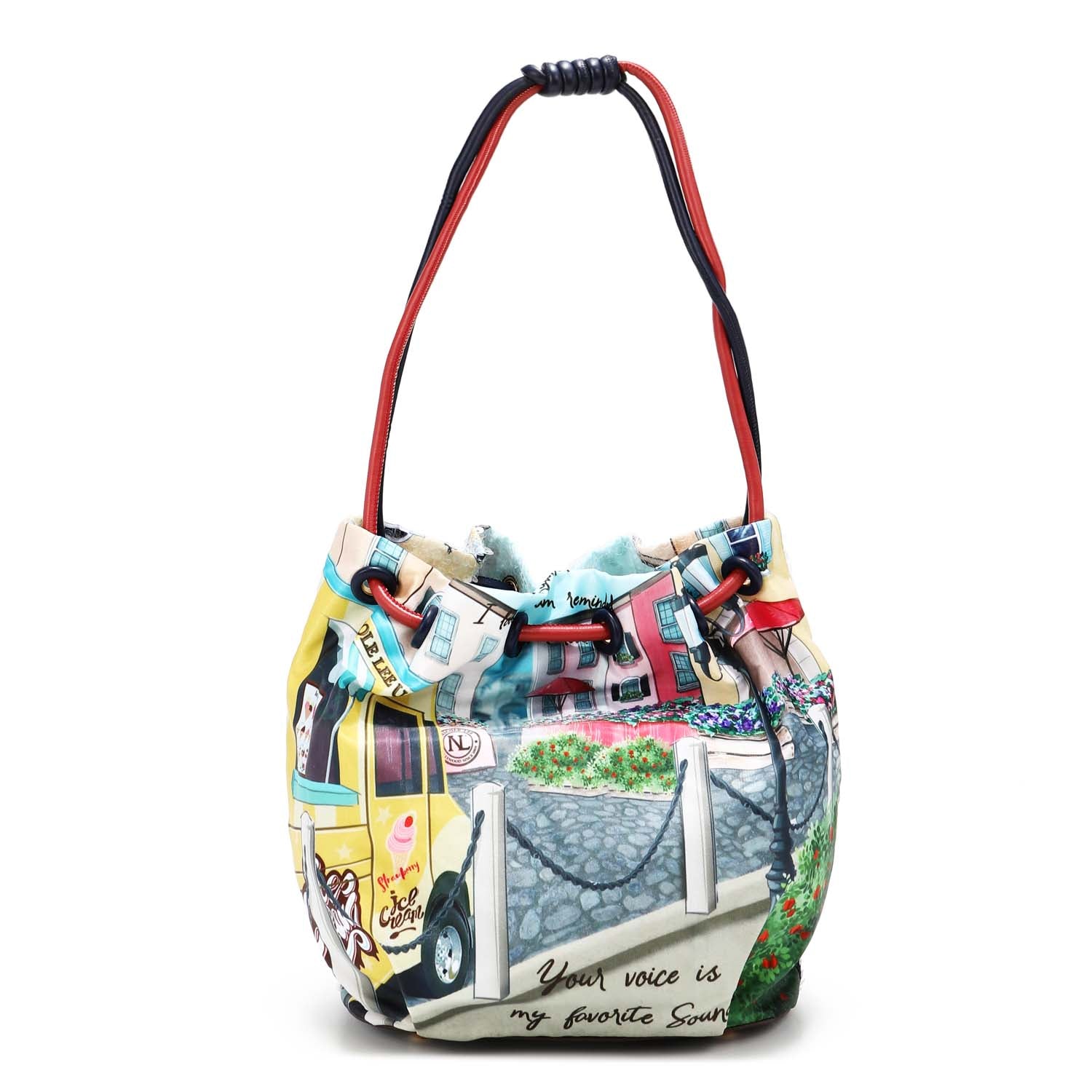 "COZY STREET IN MILAN" SEQUIN NYLON BAG